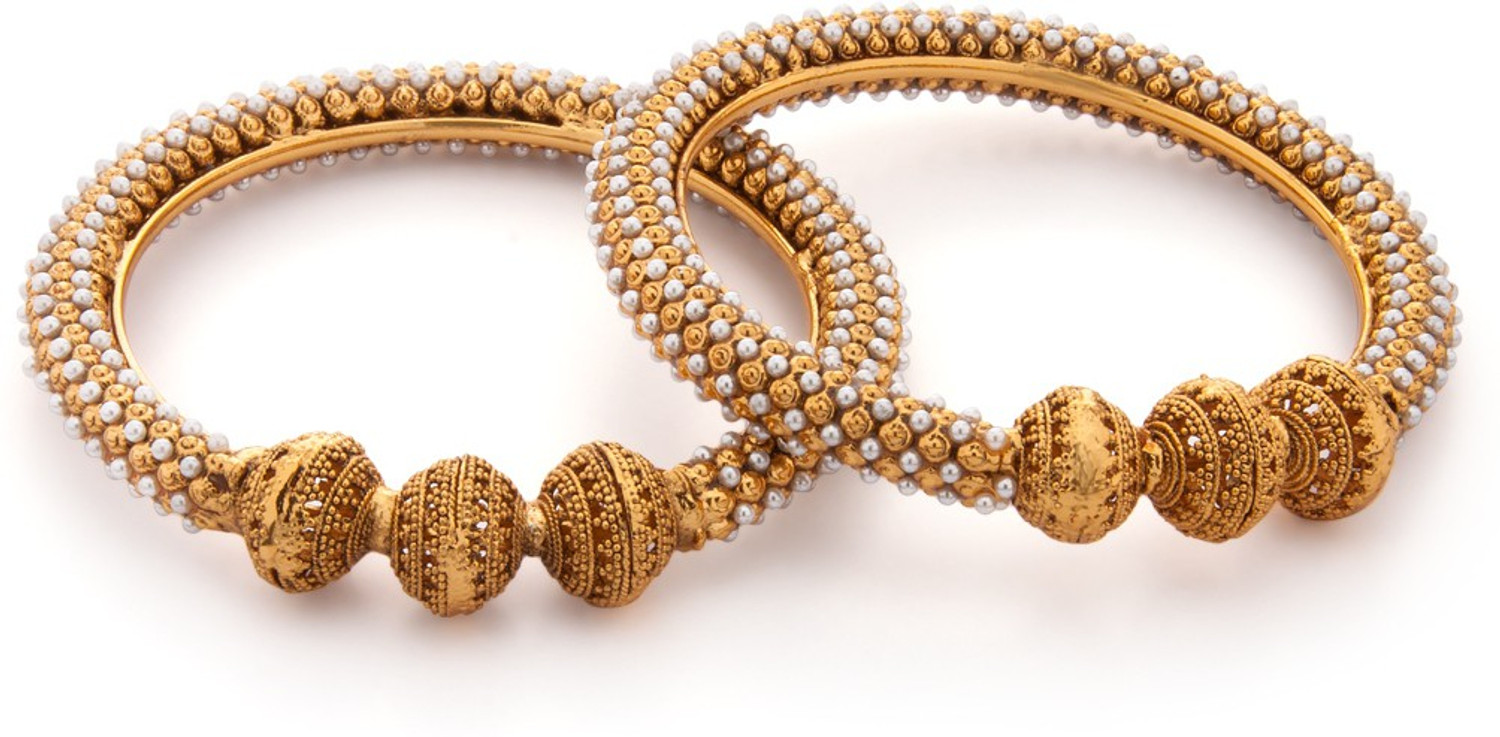 Image of RUBANS Alloy Gold-plated Bangle Set (Pack of 2)