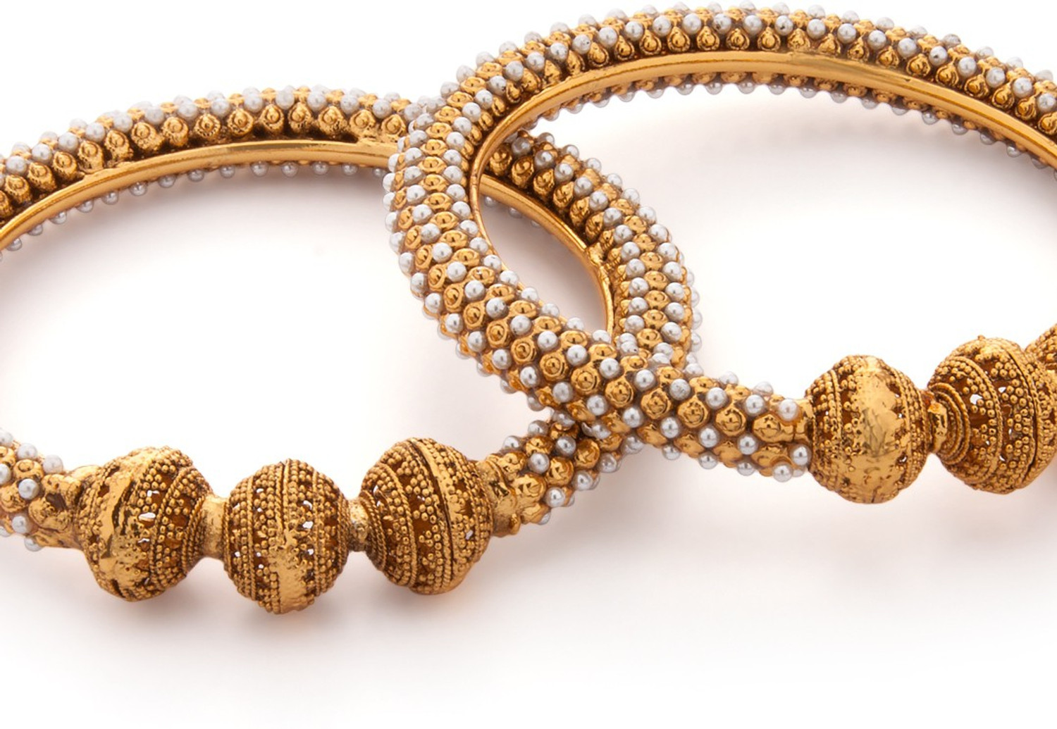 Image of RUBANS Alloy Gold-plated Bangle Set (Pack of 2)