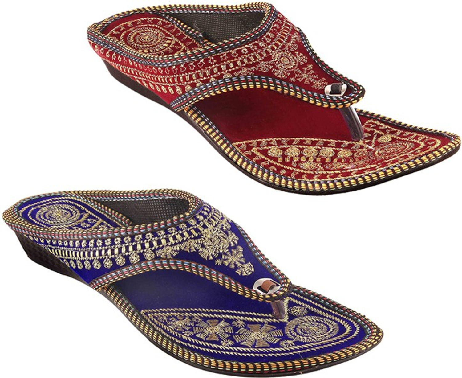 Image of WINSOME COLLECTION Women Wedges Sandal (Blue, Red , 6)