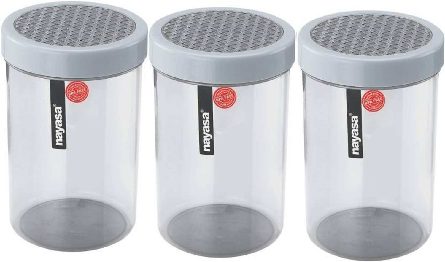 Image of NAYASA Plastic Bread Container - 550 ml (Pack of 4, Grey)