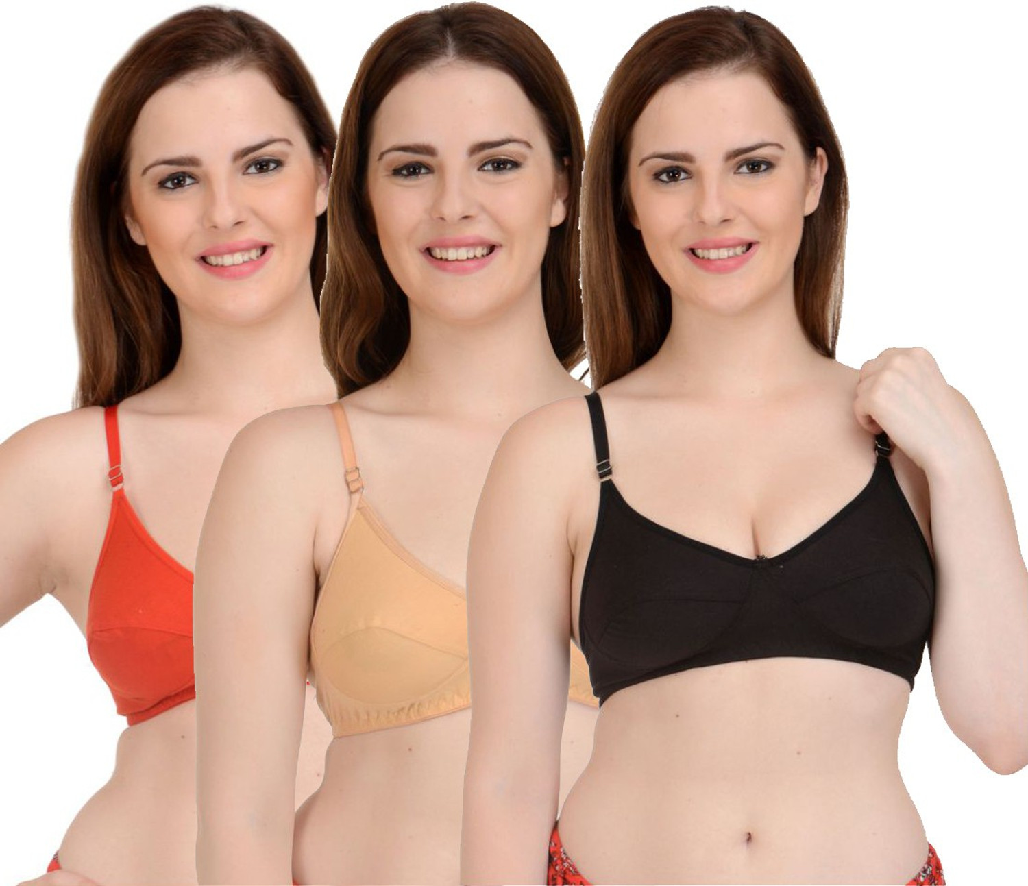 Image of Clovia Pack of 3 Women Full Coverage Non Padded Bra (Multicolor)
