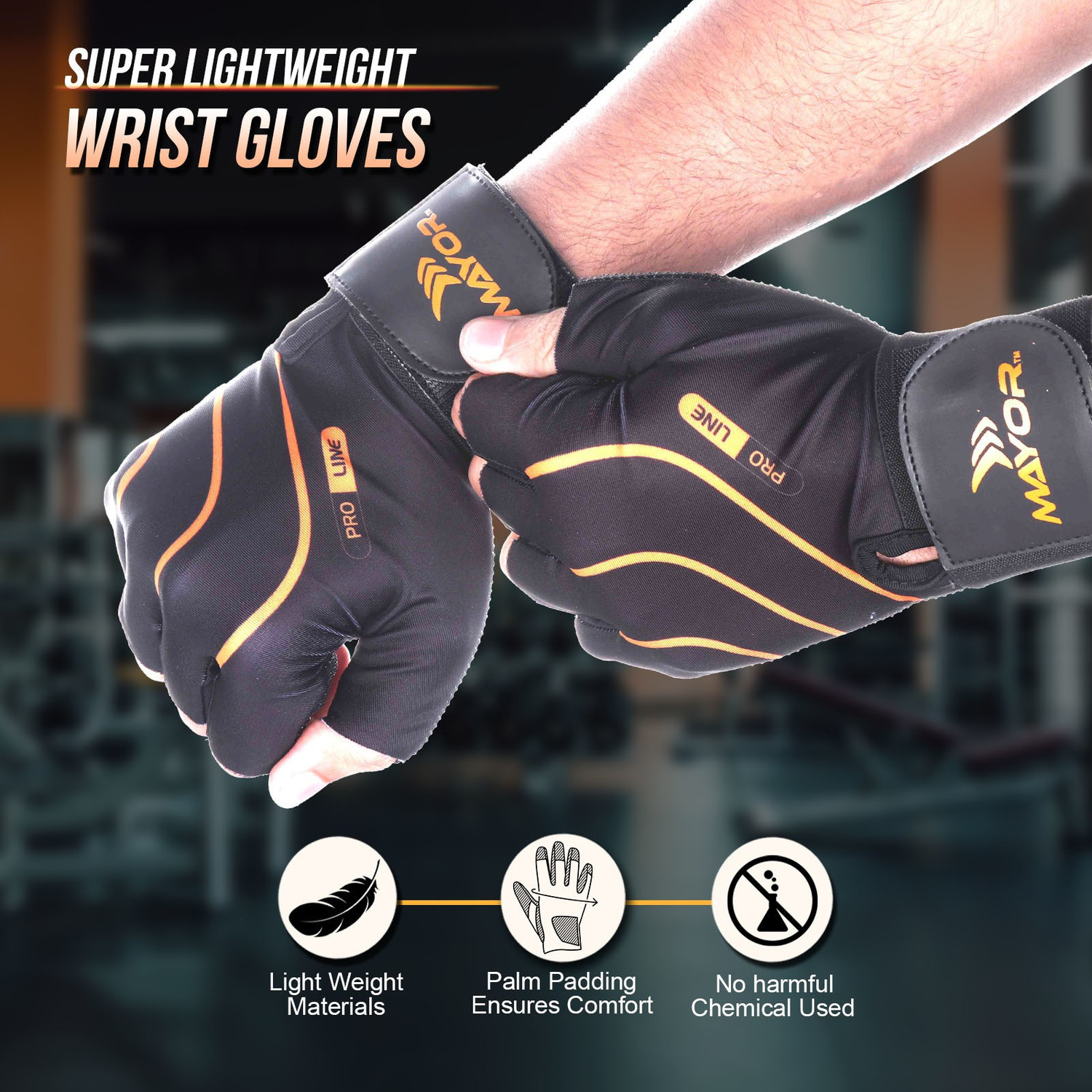 Image of MAYOR Mercury Gym Gloves Gym & Fitness Gloves (Black, Orange)