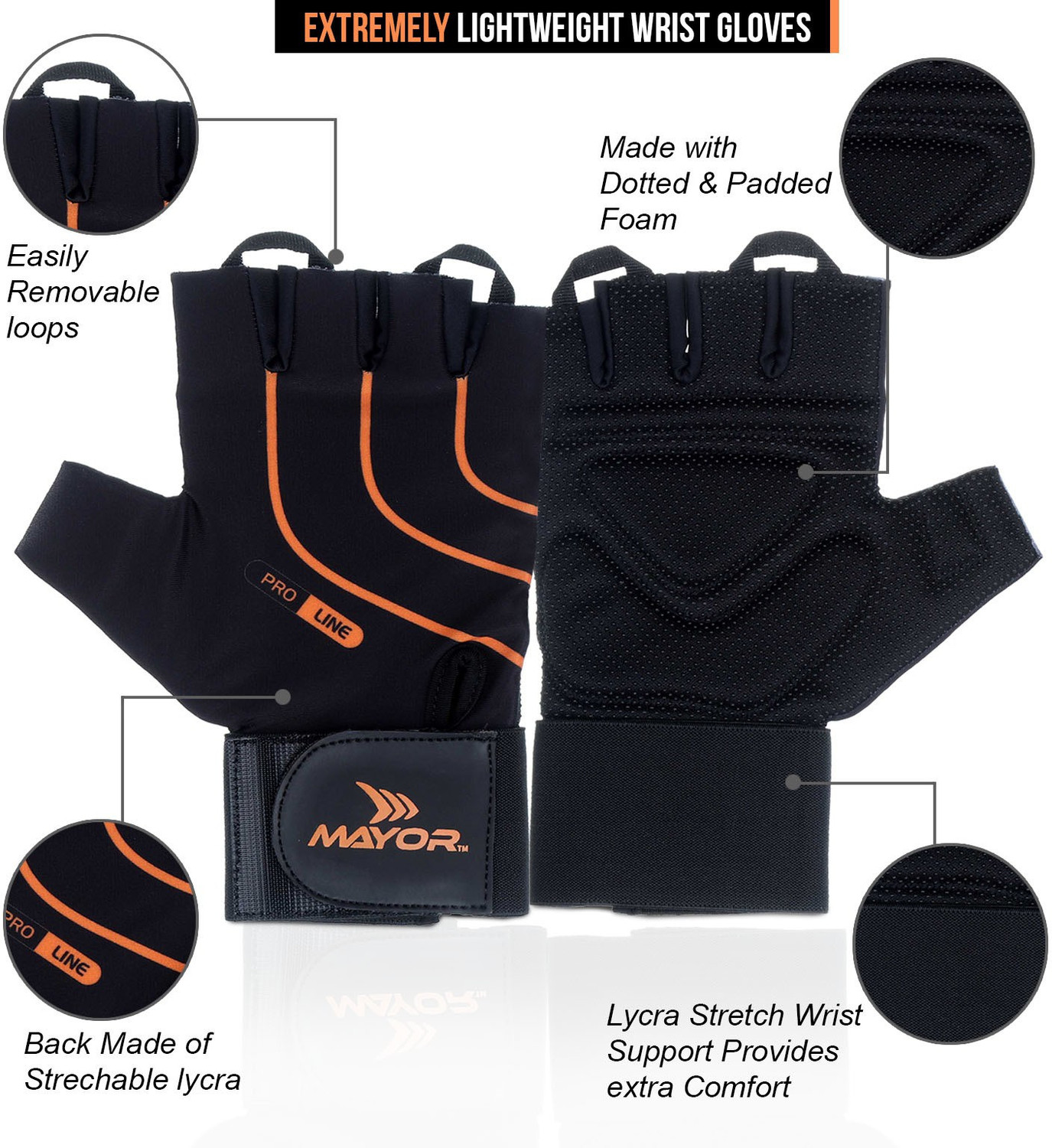 Image of MAYOR Mercury Gym Gloves Gym & Fitness Gloves (Black, Orange)