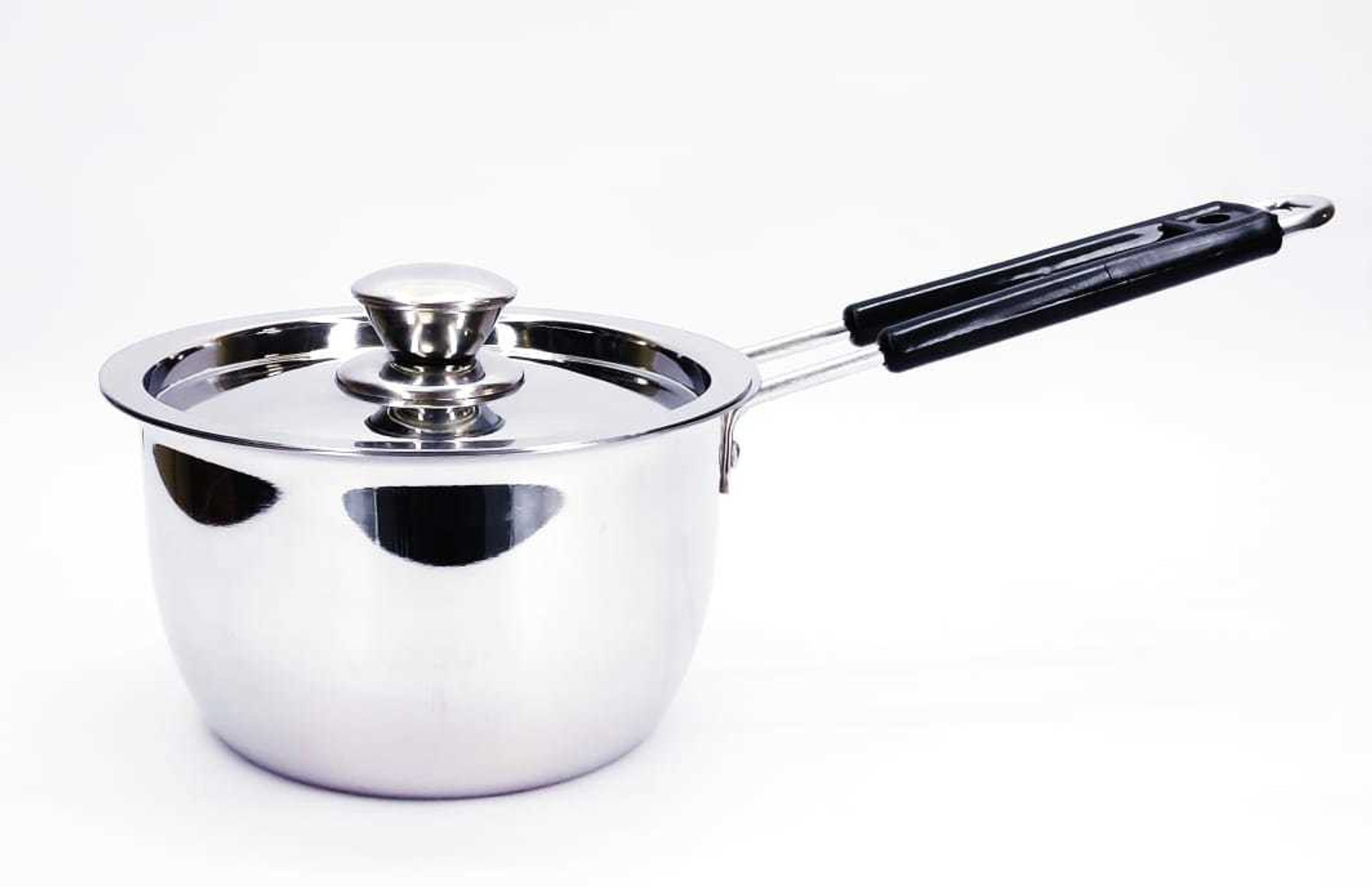 Image of BERTOL KITCHENWARE Stainless Steel Flat Base Belly Saucepan With Steel Lid Sauce Pan 18 cm diameter with Lid 1.5 L capacity (Stainless Steel)