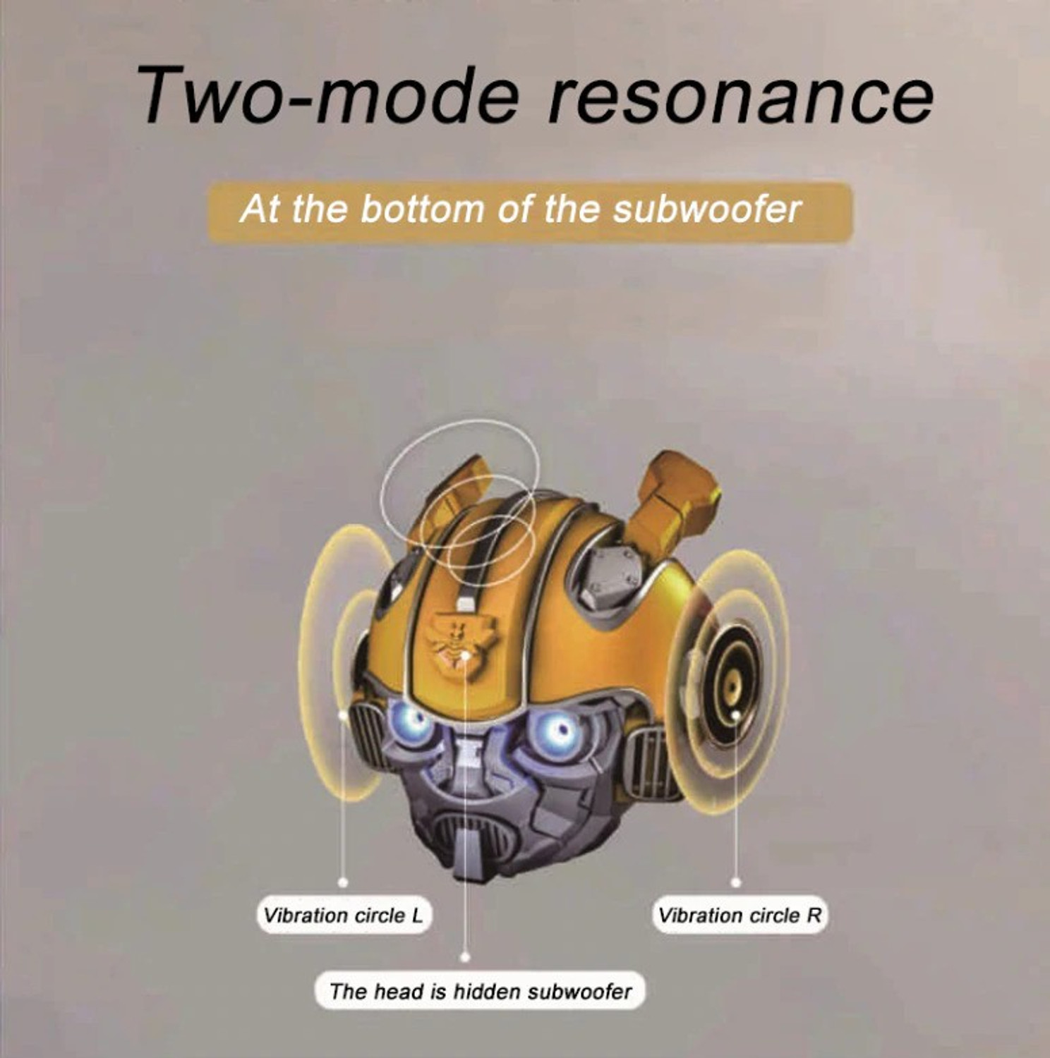 Image of Rocketek Bumblebee Helmet Lighting Eye Stereo FM Radio Mp3 TF Card Supported Subwoofer Wireless Bluetooth 5 W Bluetooth Speaker (Yellow, Stereo Channel)