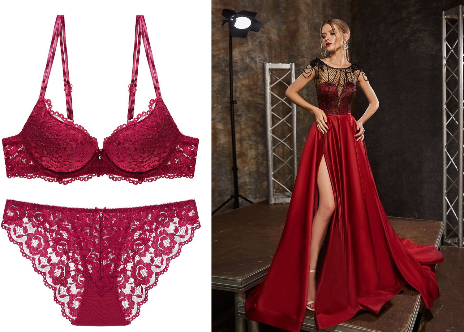 Image of DealSeven fashion Bra & Panty Set Solid Pink Lingerie Set