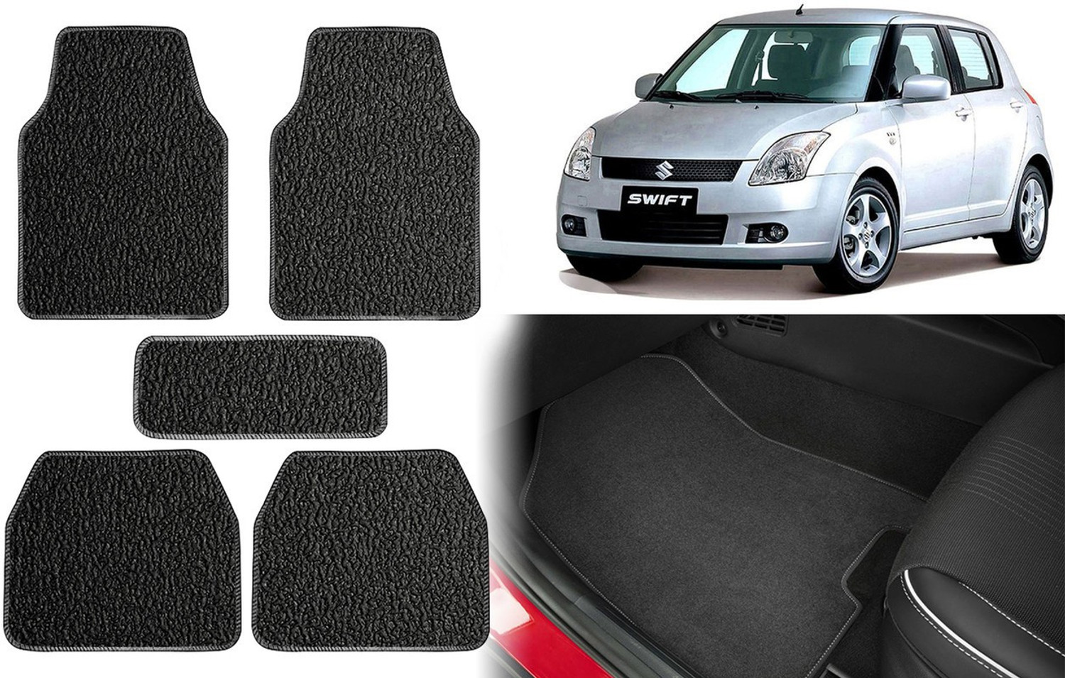 Image of Shopone Rubber Standard Mat For Universal For Car (Black)