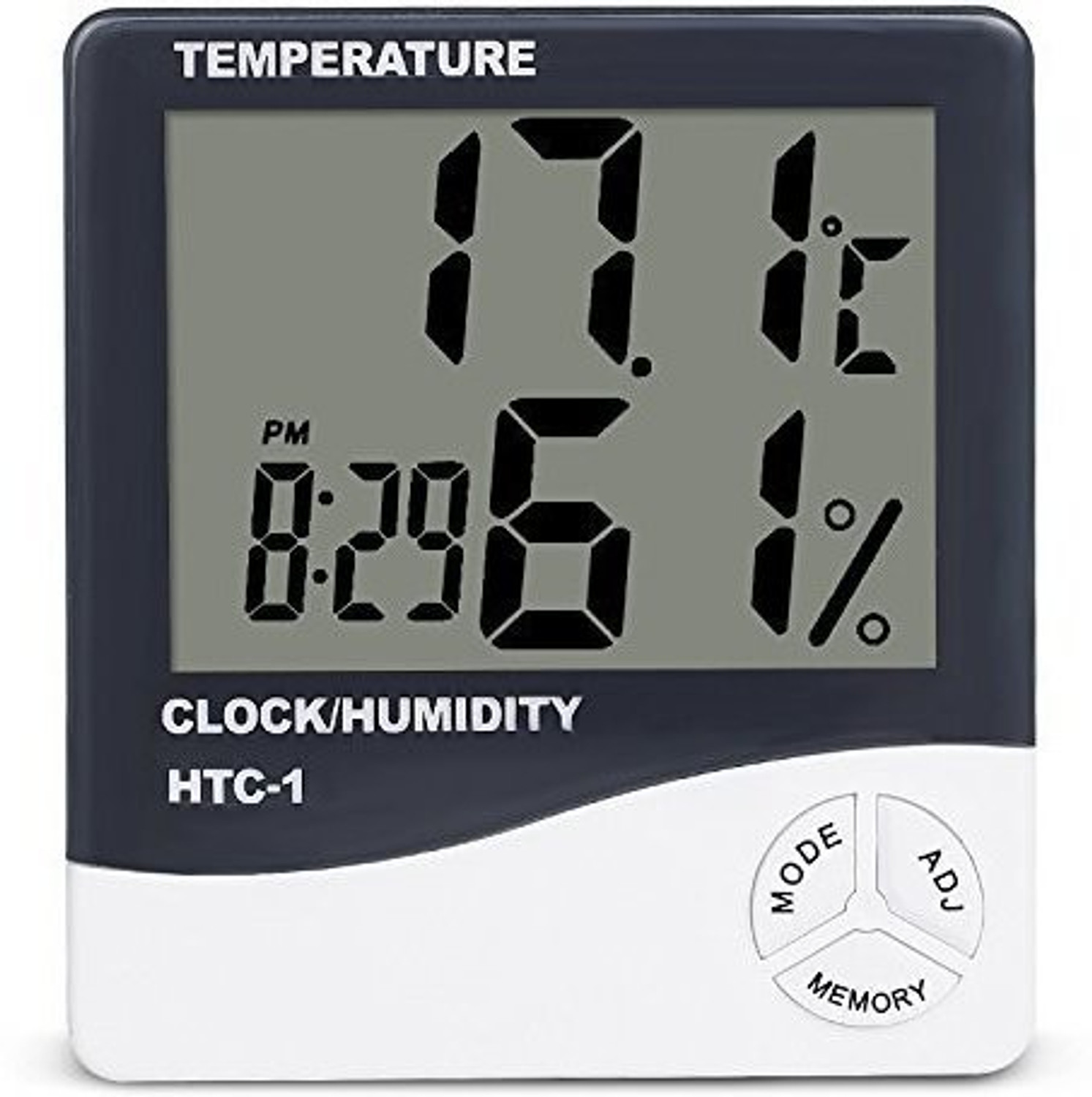Image of onechance Digital room Thermometer Humidity Meter Clock LCD Display Wall Mount Thermometer Instant Read Thermocouple Kitchen Thermometer