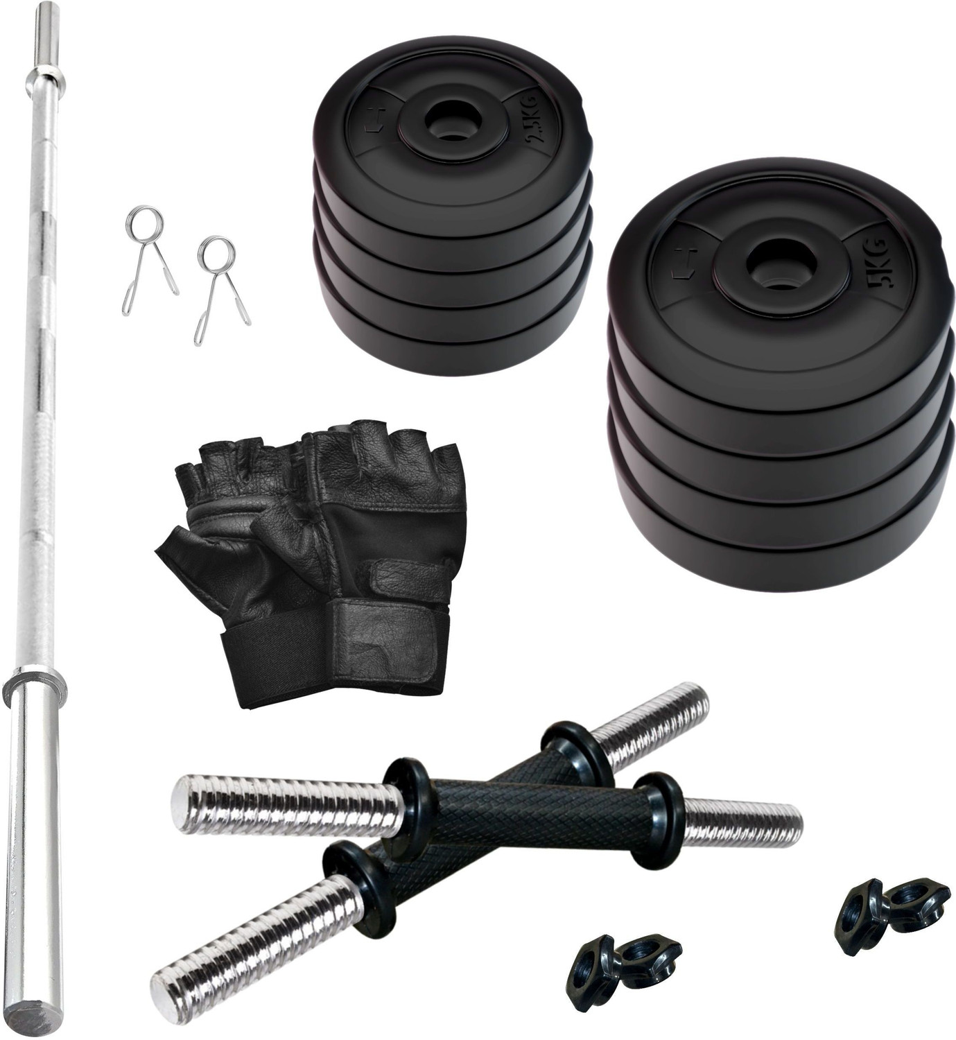 Image of JMB 31 kg 30KG-pvc plates(5*4 /2.5*4), 3ft straight rod, dumbbell rod & Accessories Home Gym Combo