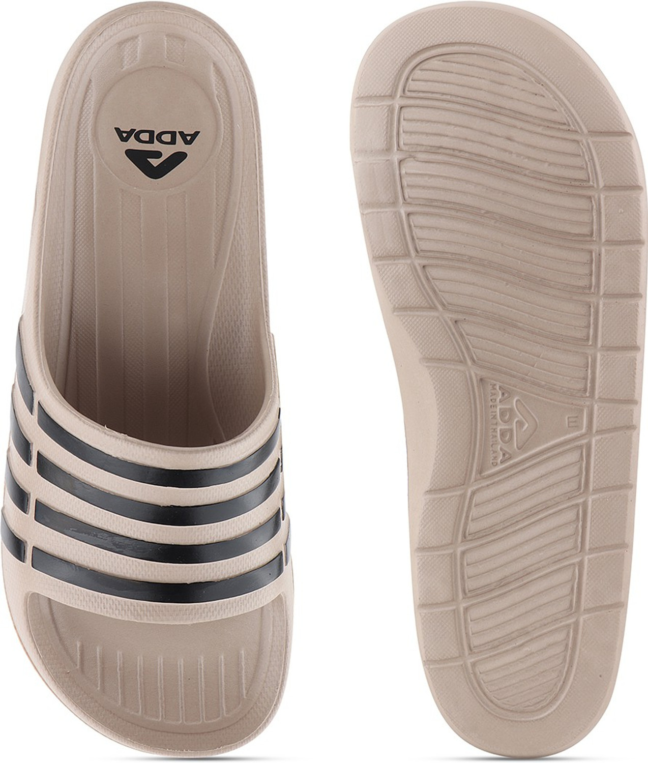 Image of Adda Men Slides (Beige, Black , 8)