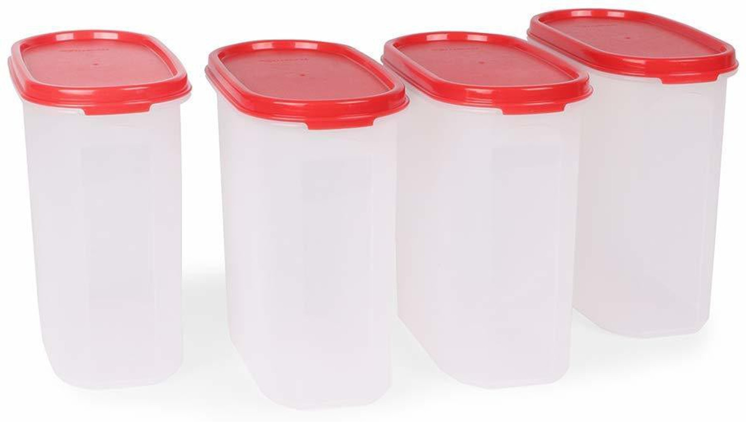 Image of TUPPERWARE Steel Grocery Container - 2.3 L (Pack of 8, Red)