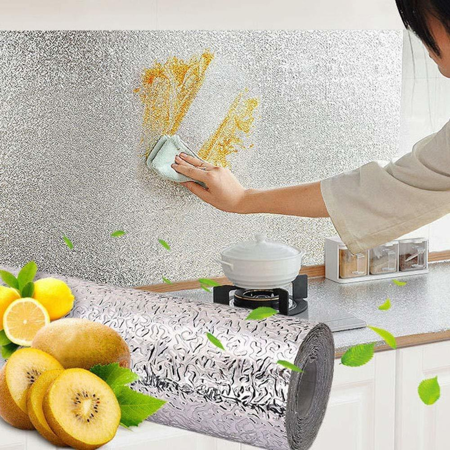 Image of Onbet 200 cm Self Adhesive Glossy Marble Foil Waterproof Sticker For Kitchen And Home Self Adhesive Sticker (Pack of 2)