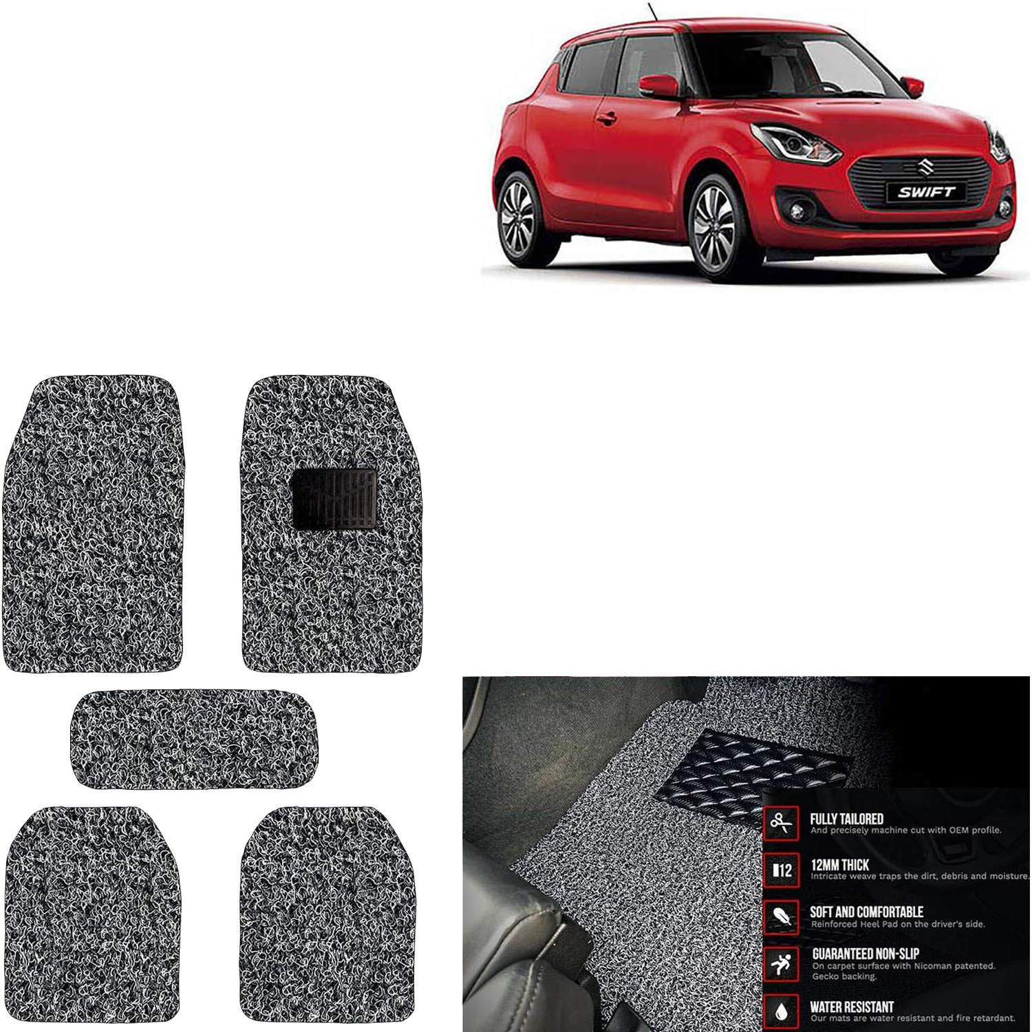 Image of Shopone Rubber Standard Mat For Universal For Car (Black)