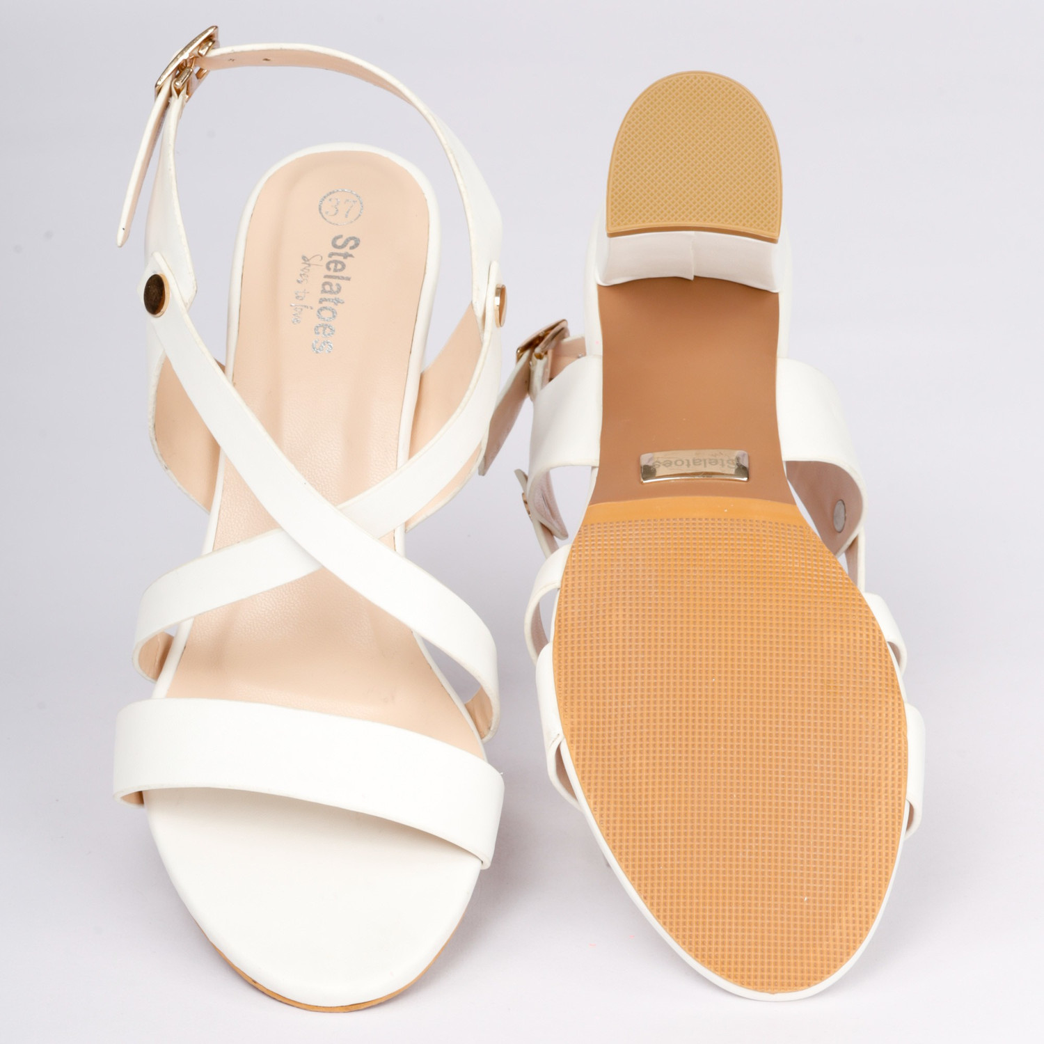 Image of Stelatoes Women Heels Sandal (White , 4)