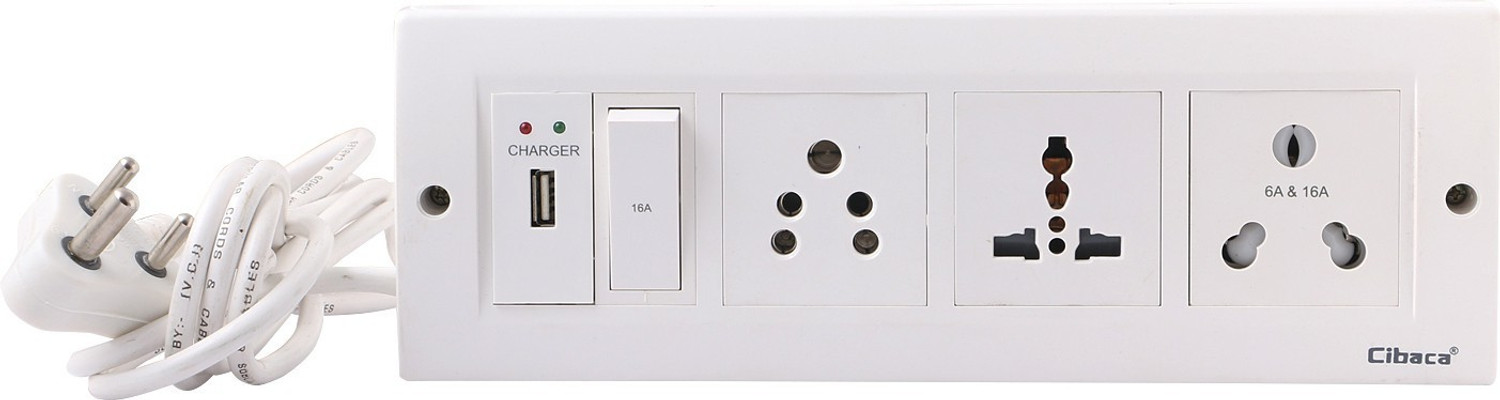 Image of ORPAT Copper Series Power Link 6A 4 Mtr 3 Pin 4 Way Power Link OCPL 5927 White 4 Socket Extension Boards (White, 4 m)