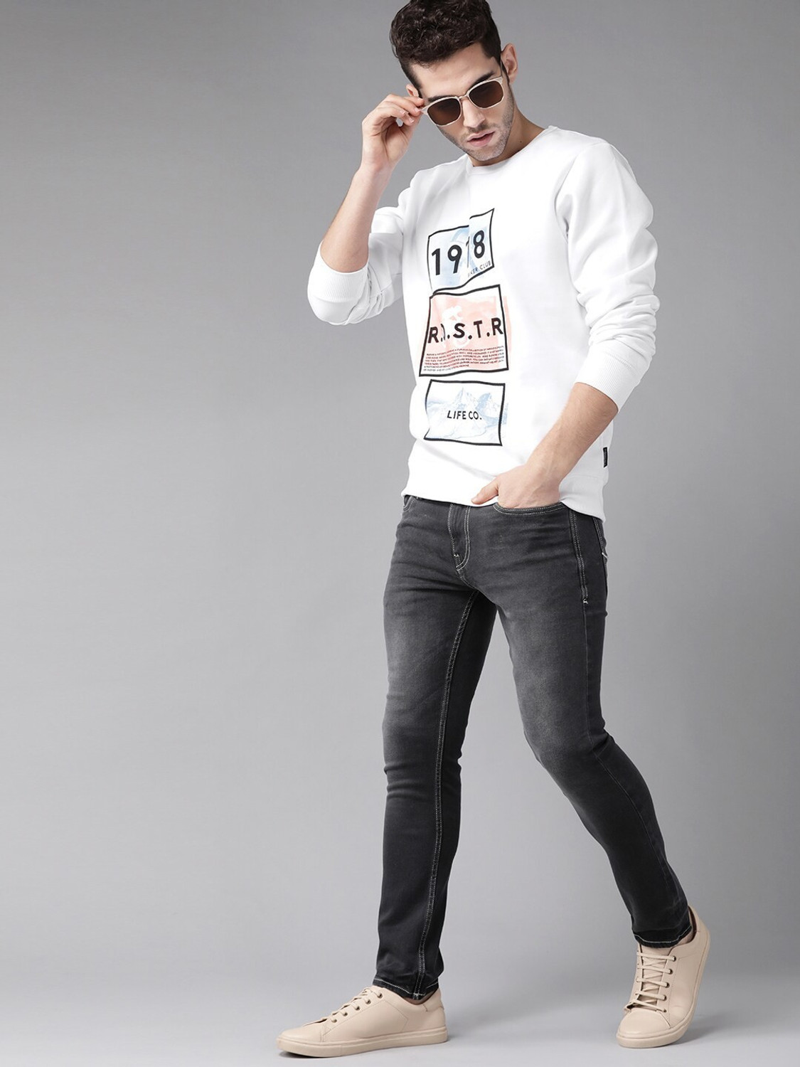 Image of Roadster Men Full Sleeve Printed Sweatshirt