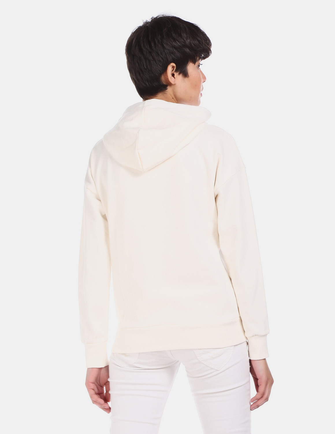Image of U.S. POLO ASSN. Women Full Sleeve Striped Hooded Sweatshirt