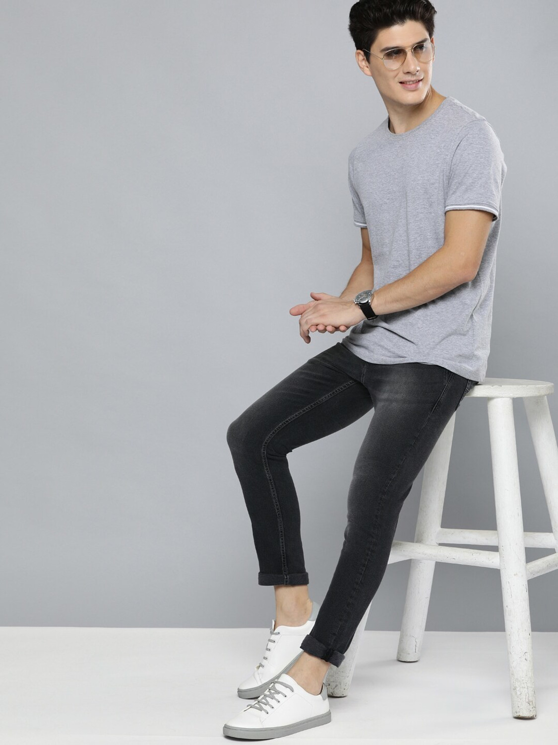 Image of Mast & Harbour Men Skinny Mid Rise Black Jeans