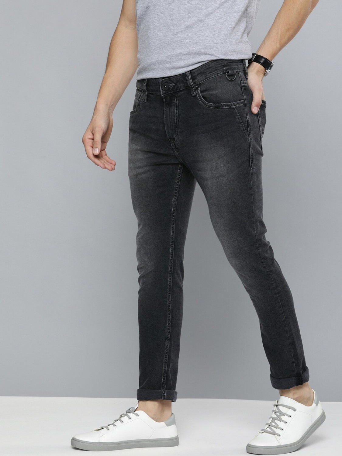 Image of Mast & Harbour Men Skinny Mid Rise Black Jeans