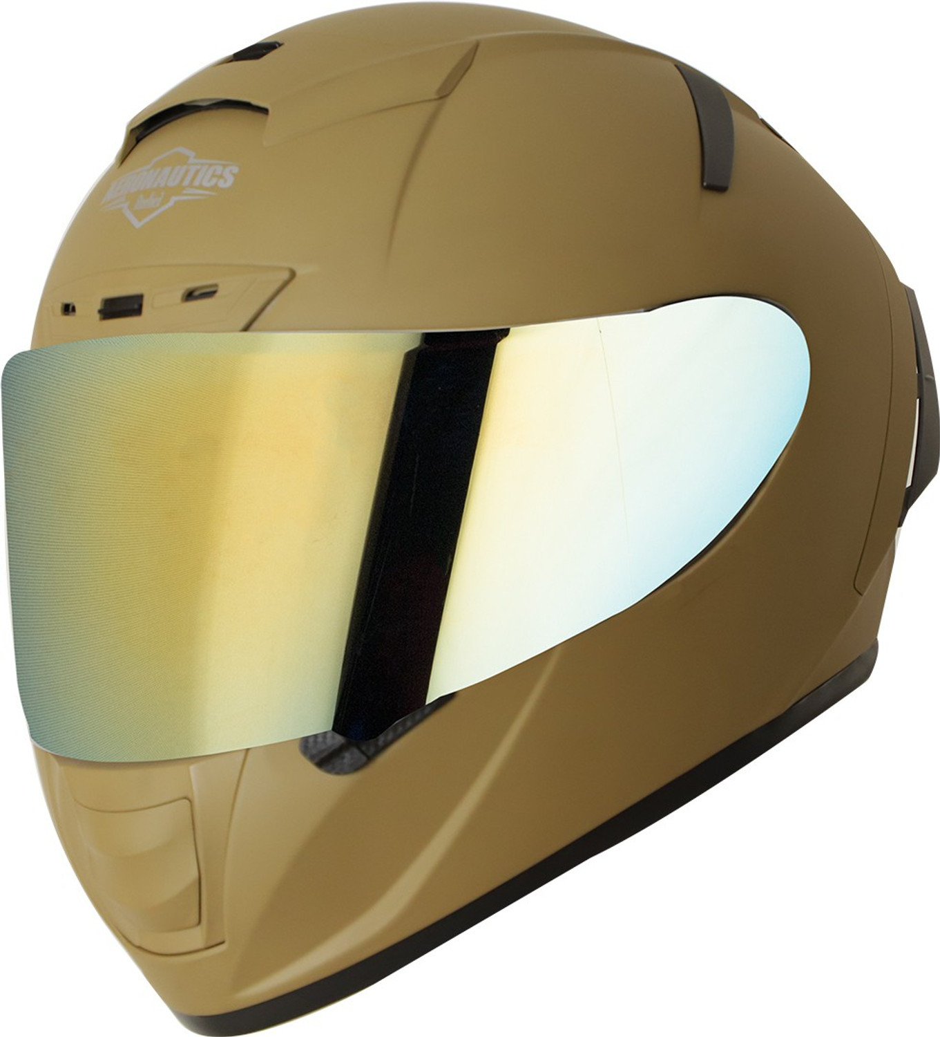Image of Steelbird SA-2 7Wings Super Aeronautics Full Face Helmet in Matt Desert Storm Motorbike Helmet (Matt Desert Storm with Night Vision Gold Visor)