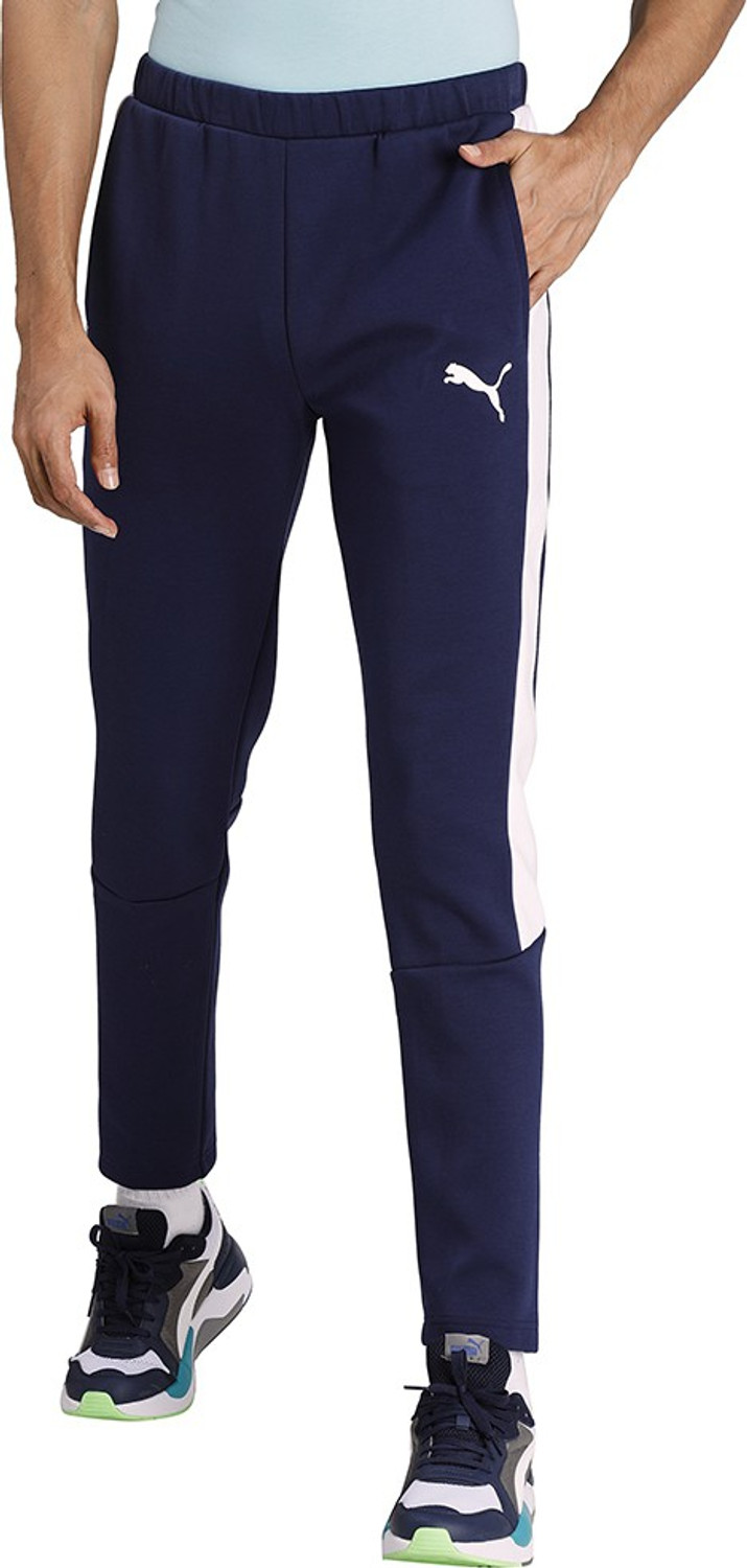 Image of PUMA EVOSTRIPE Core Pants Men Striped Blue Track Pants