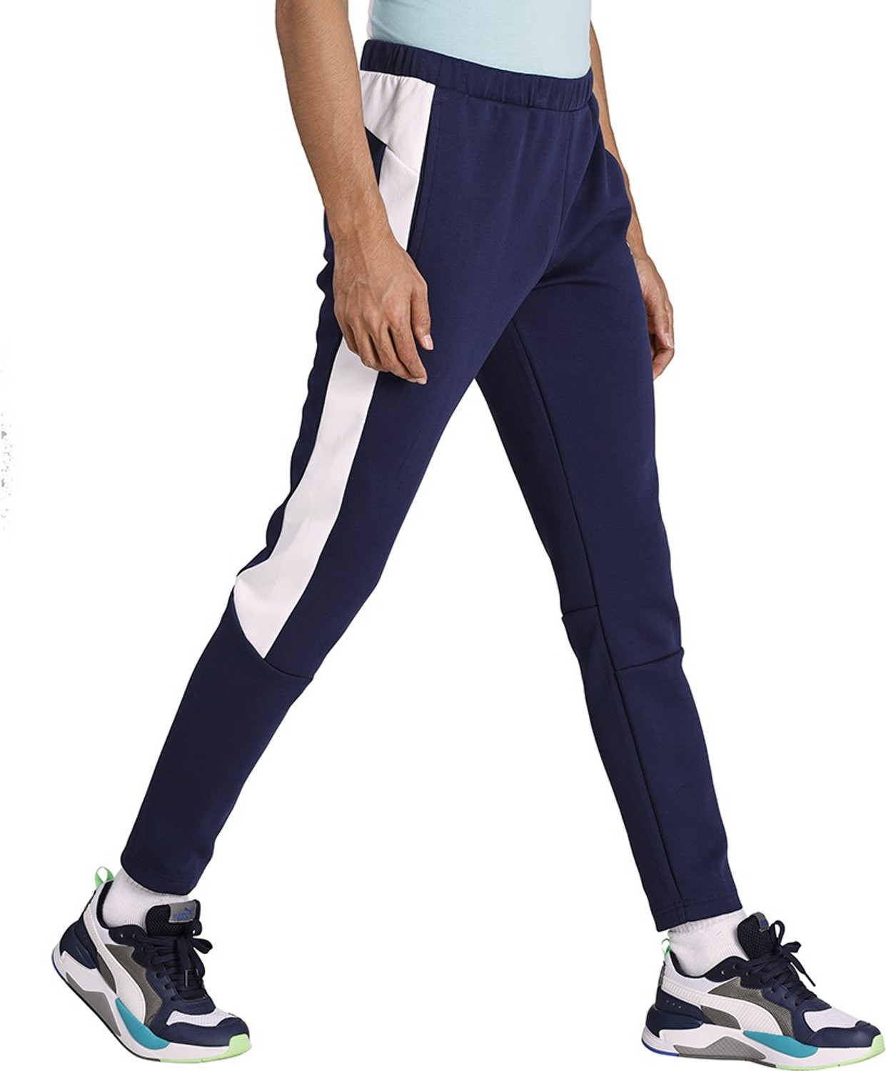 Image of PUMA EVOSTRIPE Core Pants Men Striped Blue Track Pants