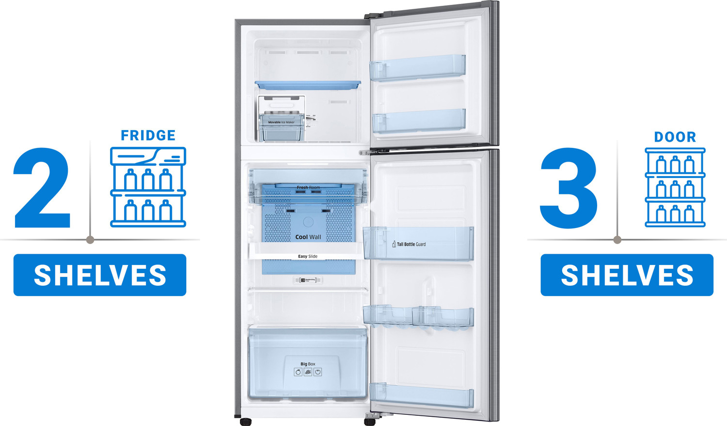 Image of Samsung 253 L Frost Free Double Door 3 Star Refrigerator (Elegant Inox, RT28T3483S8 /HL)
