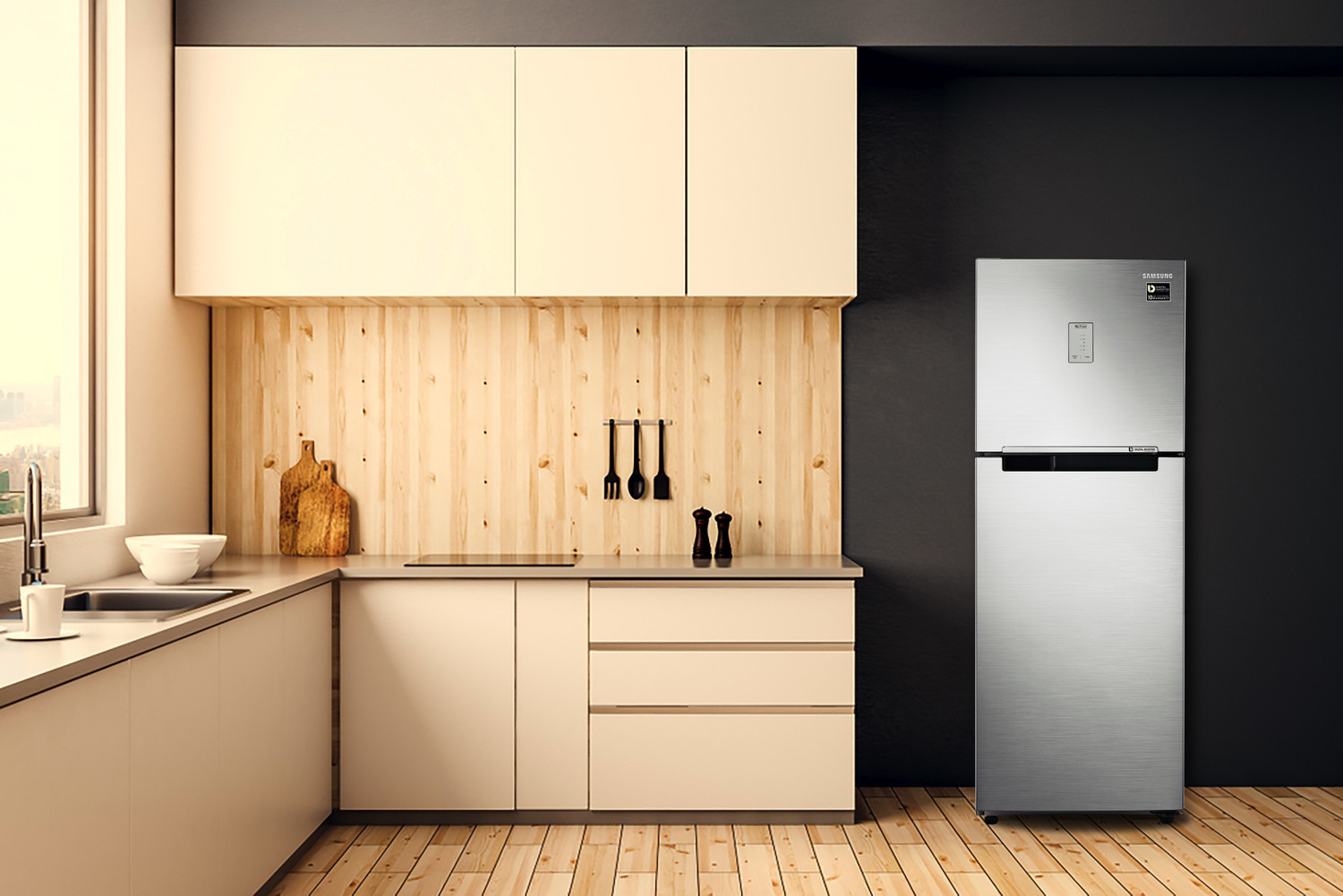 Image of Samsung 253 L Frost Free Double Door 3 Star Refrigerator (Elegant Inox, RT28T3483S8 /HL)