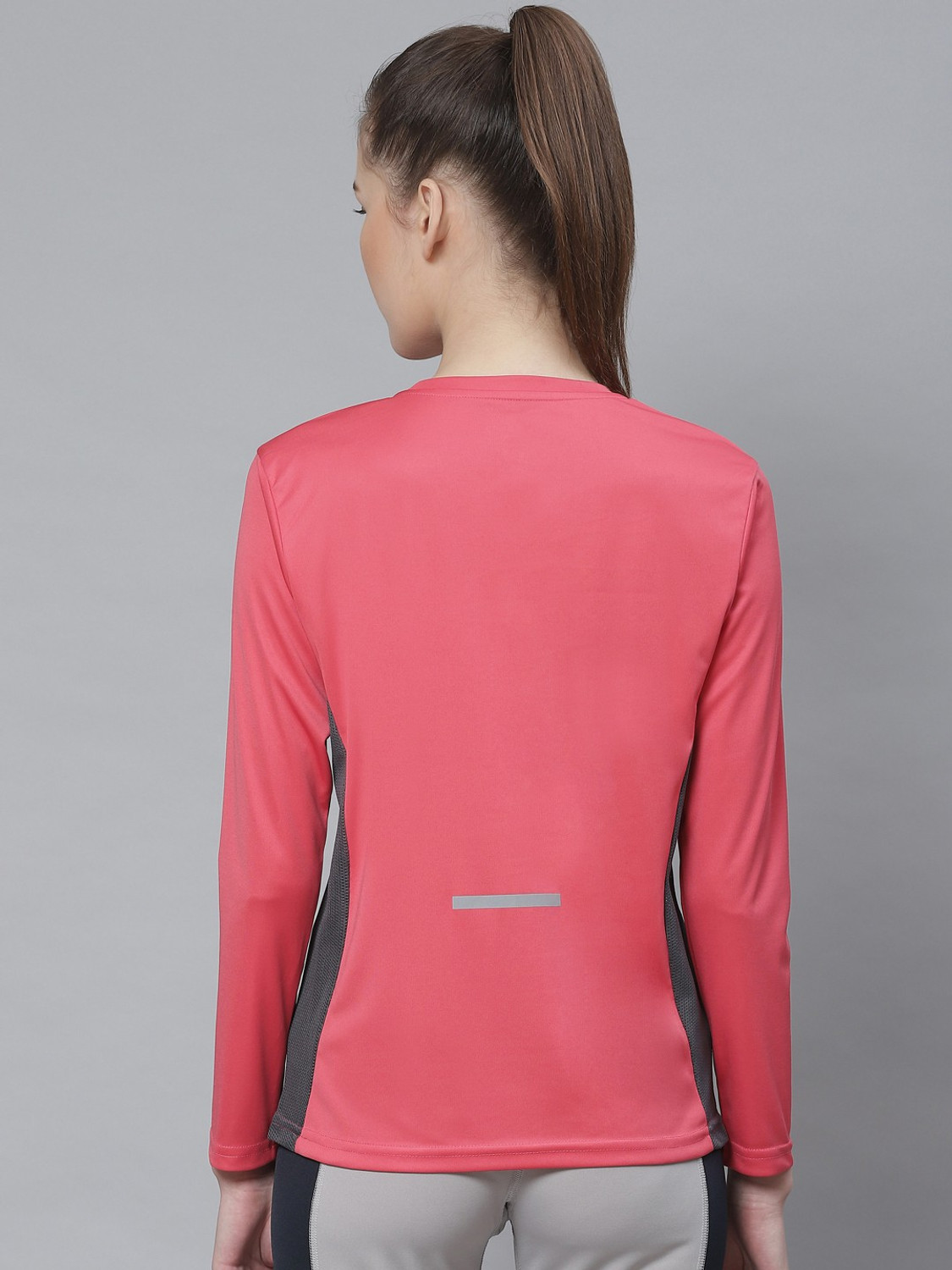 Image of CHKOKKO Women Solid Round Neck Polyester Pink T-Shirt