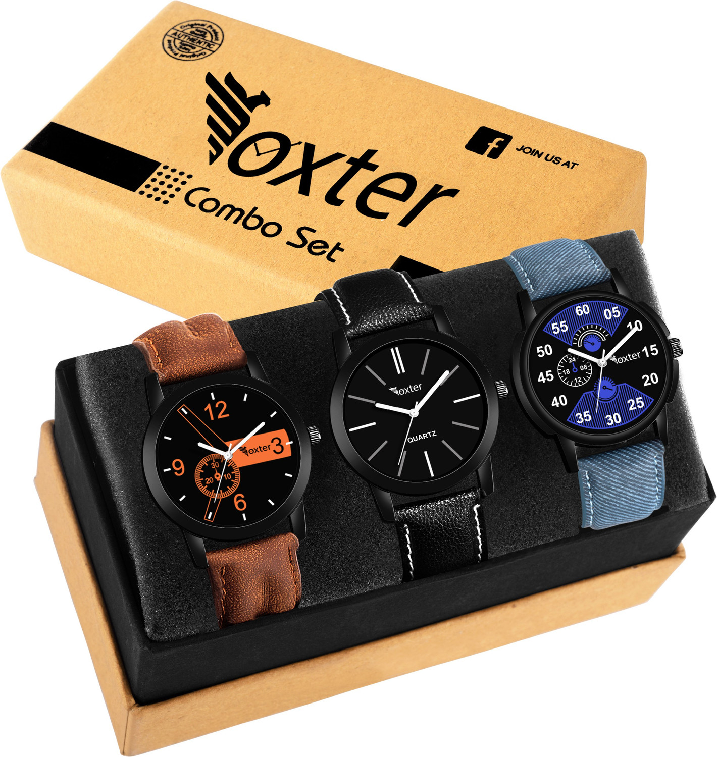 FOXTER Latest Combo of 3 Brown & Blue & black Belt Analog Watch – For Men Analog Watch – For Men – Buy FOXTER Latest Combo of 3 Brown & Blue &…
