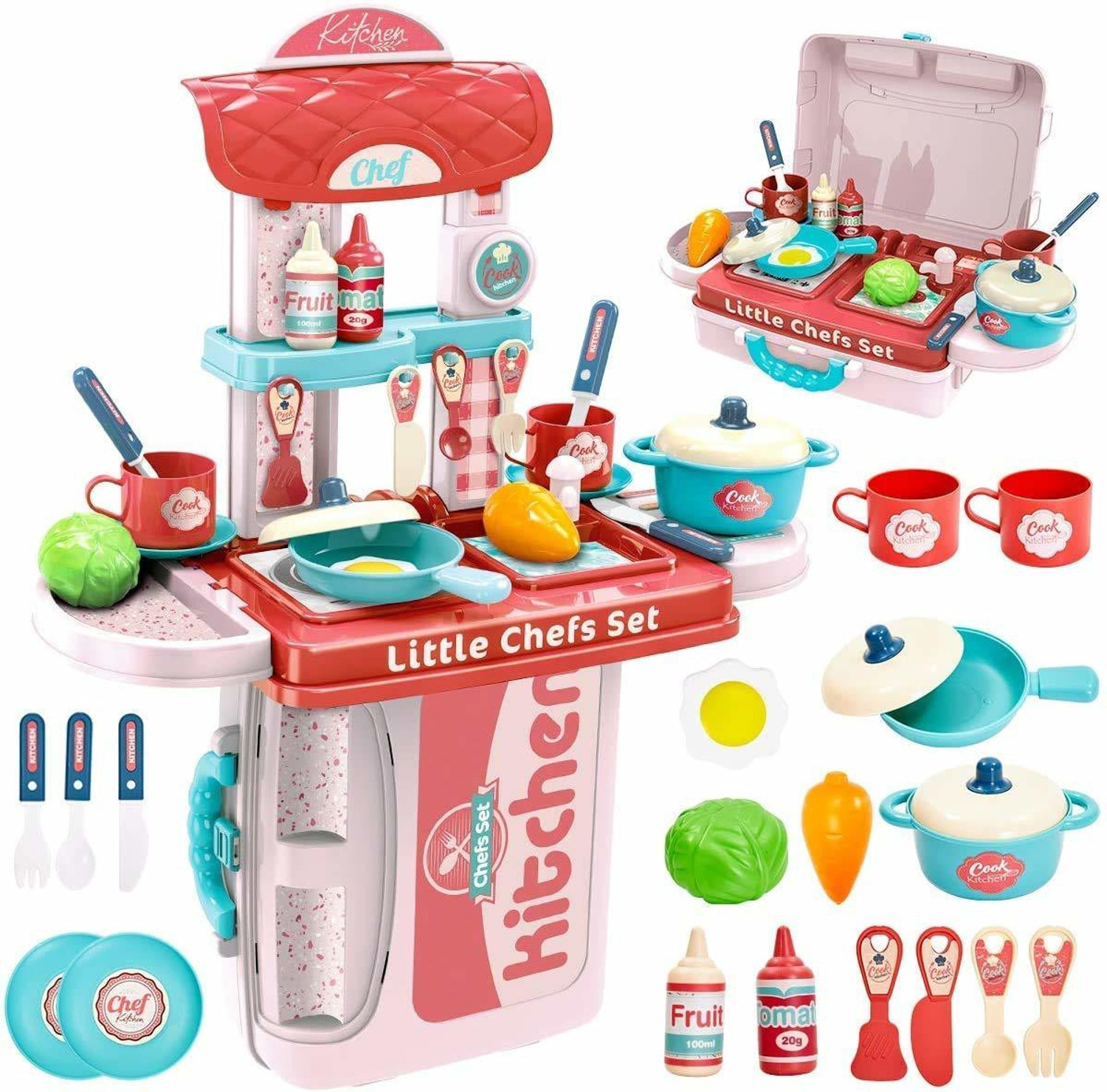 Image of J K INTERNATIONAL 50 Pcs Kitchen Set Toys for Kids, Best Coocking Toy Pink