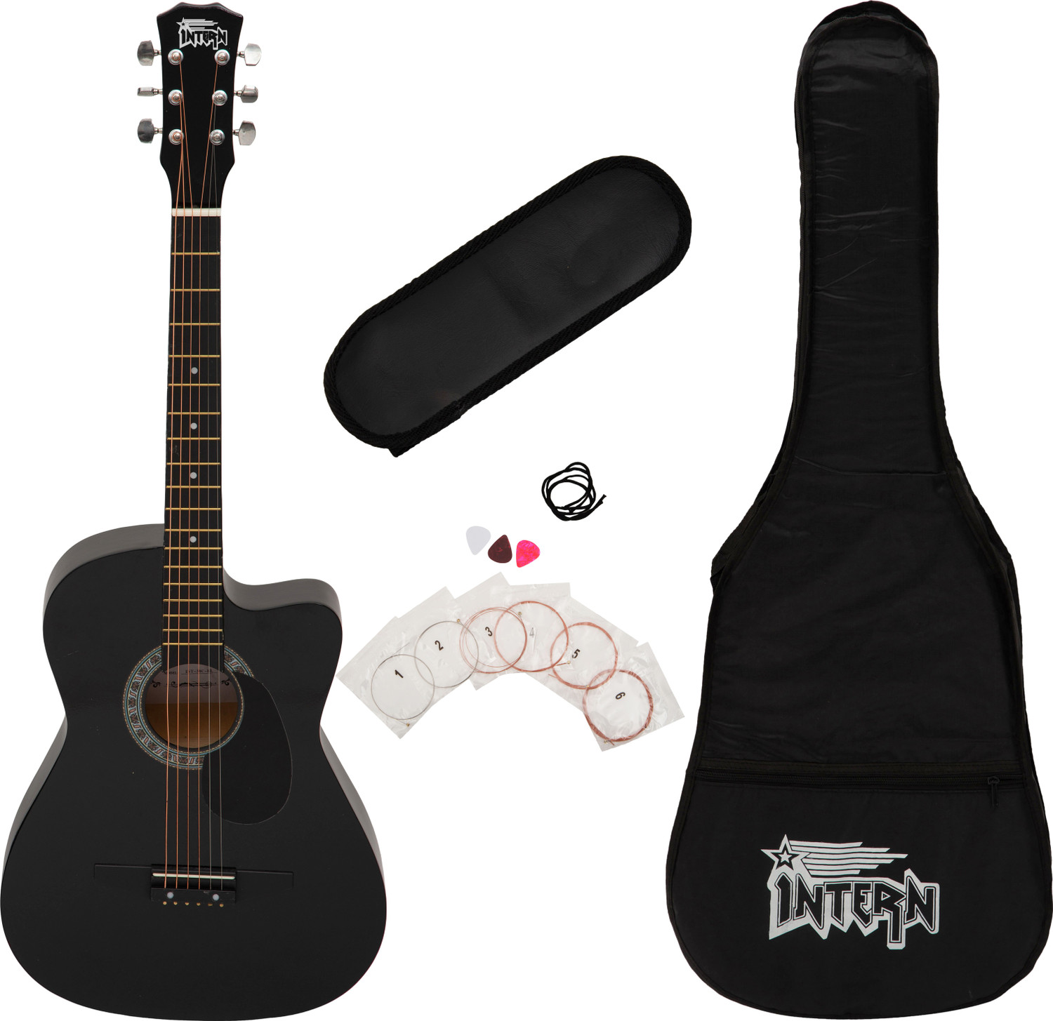 Image of Medellin Acoustic Guitar and Bag (with guitar learning course) White Acoustic Guitar Basswood Rosewood Right Hand Orientation (White)