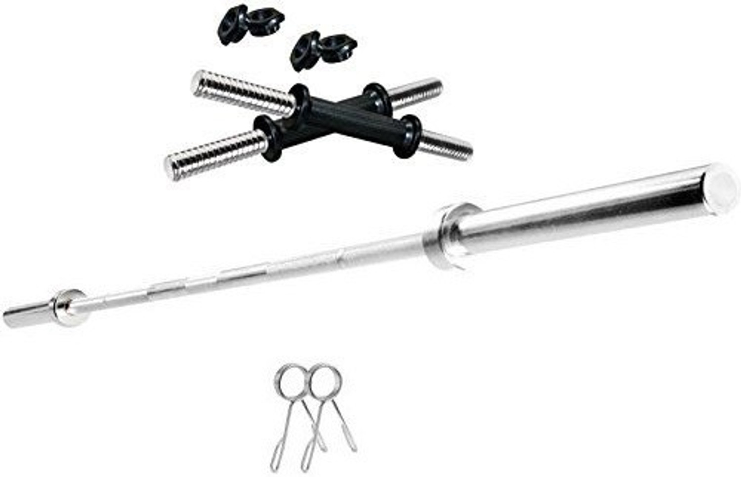 Image of STARX 32 kg Pure Rubber weight Plates with 5ft Straight Rod and Accessories Home Gym Combo