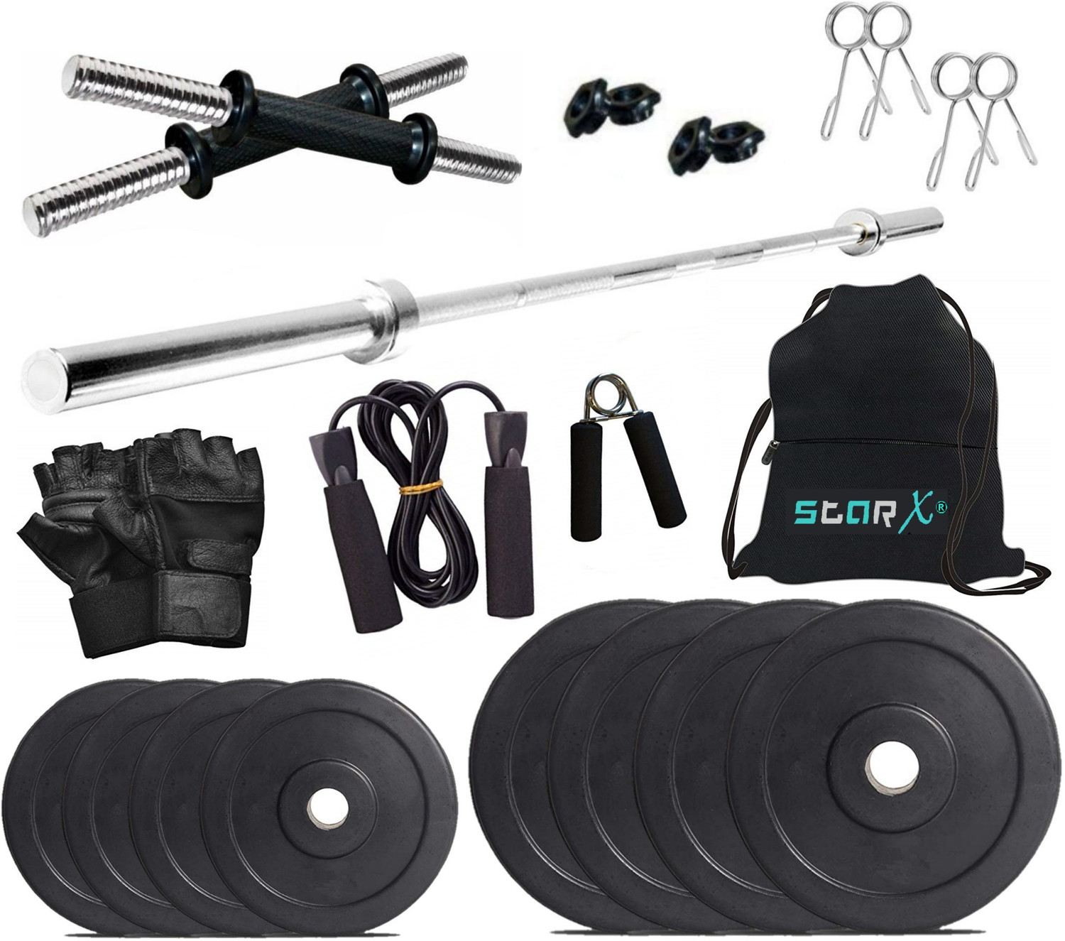 Image of DCS Pro 0.65 kg SPORTS & FITNESS 30kg Home Dumbbell KIT + 3ft Rod with Fitness Accessories Home Gym Combo
