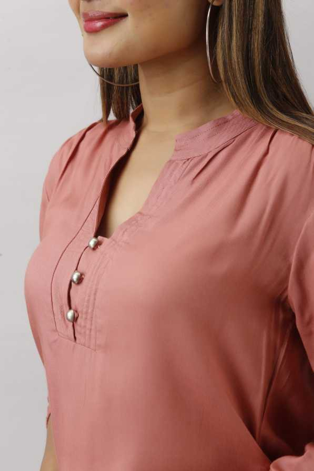 Image of Pittra4ever Casual Regular Sleeves Solid Women Pink Top