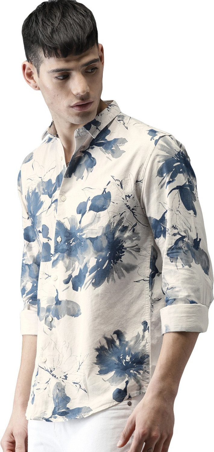 Image of Bene Kleed Men Slim Fit Floral Print Slim Collar Casual Shirt