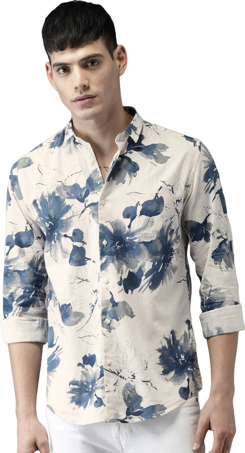 Image of Bene Kleed Men Slim Fit Floral Print Slim Collar Casual Shirt