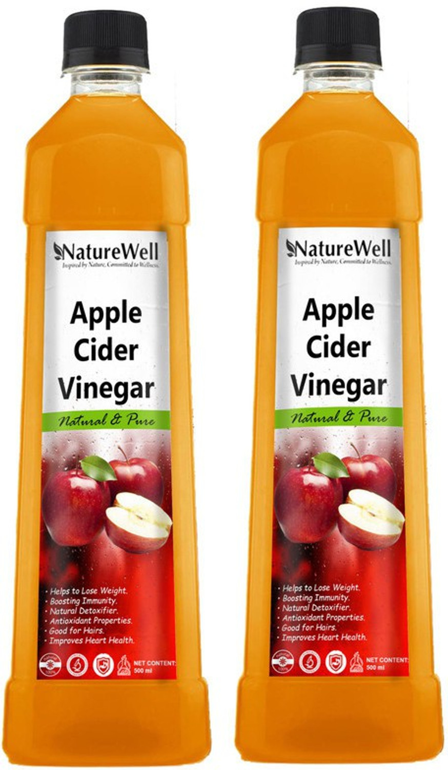 Image of NatureVally Organic Apple Cider Vinegar with mother for weight loss (SA384) Vinegar (2 x 500 ml)