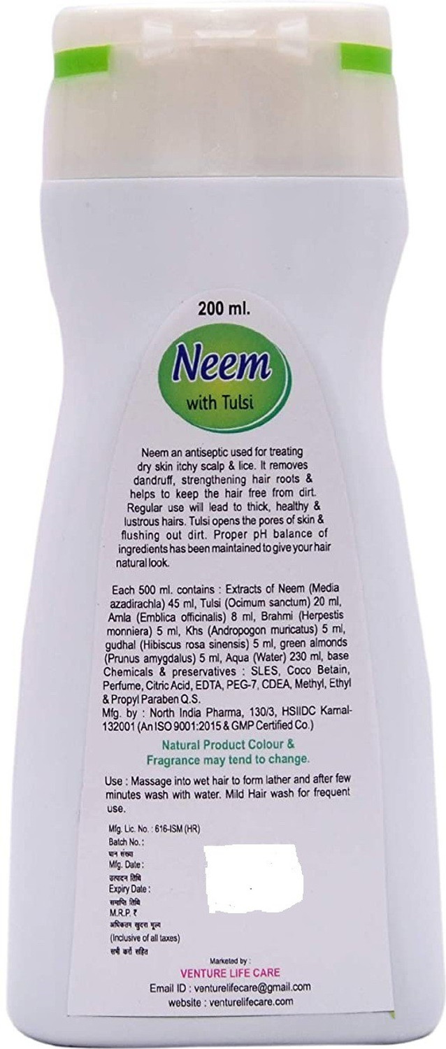 Image of Dr Venture Neem With Tulsi & Amla Shampoo Herbal Hair Wash Shampoo For Hair Loss And Dandruff Smooth & Silky 200 ml Pack of 2 (400 ml)