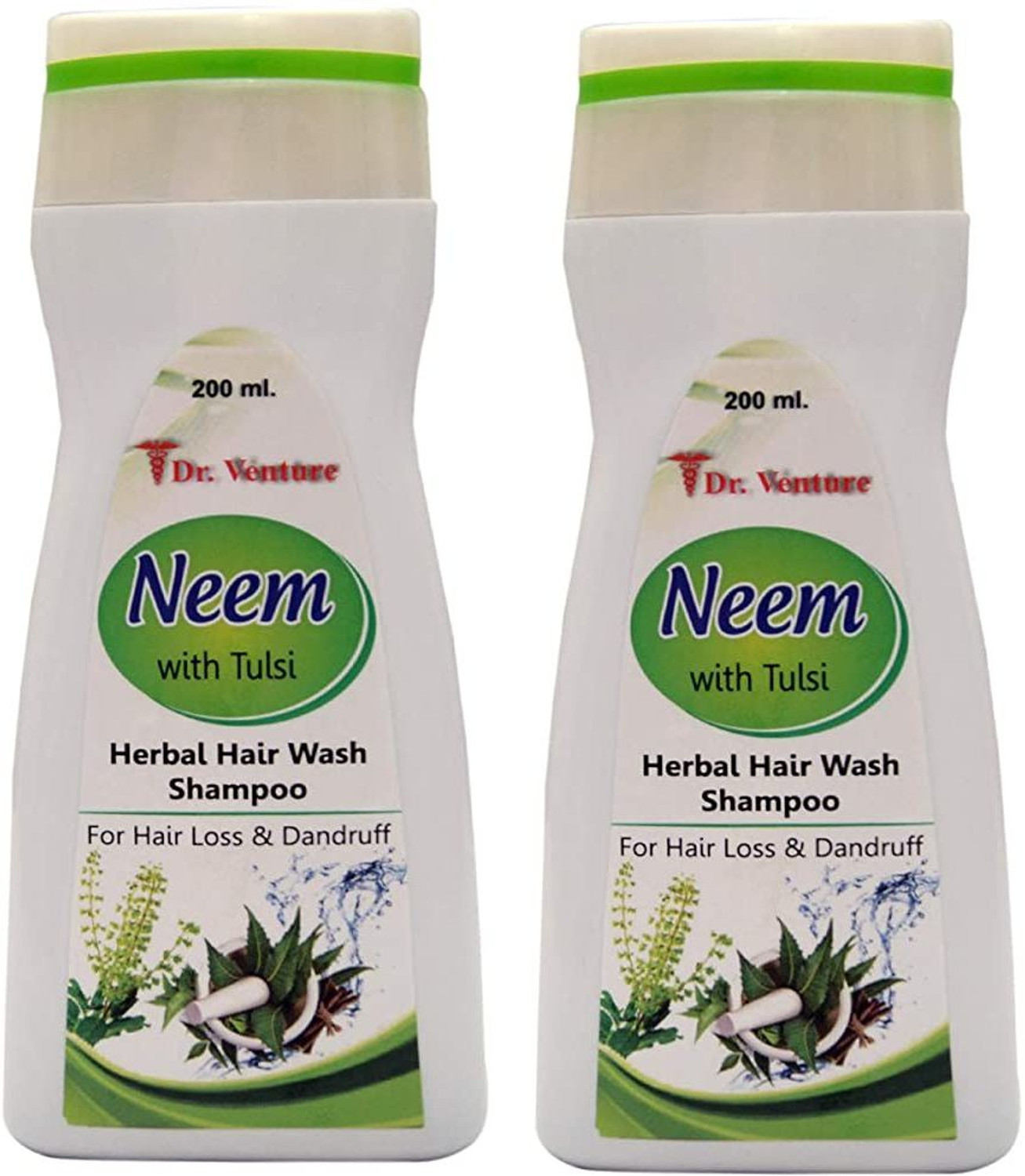 Image of Dr Venture Neem With Tulsi & Amla Shampoo Herbal Hair Wash Shampoo For Hair Loss And Dandruff Smooth & Silky 200 ml Pack of 2 (400 ml)
