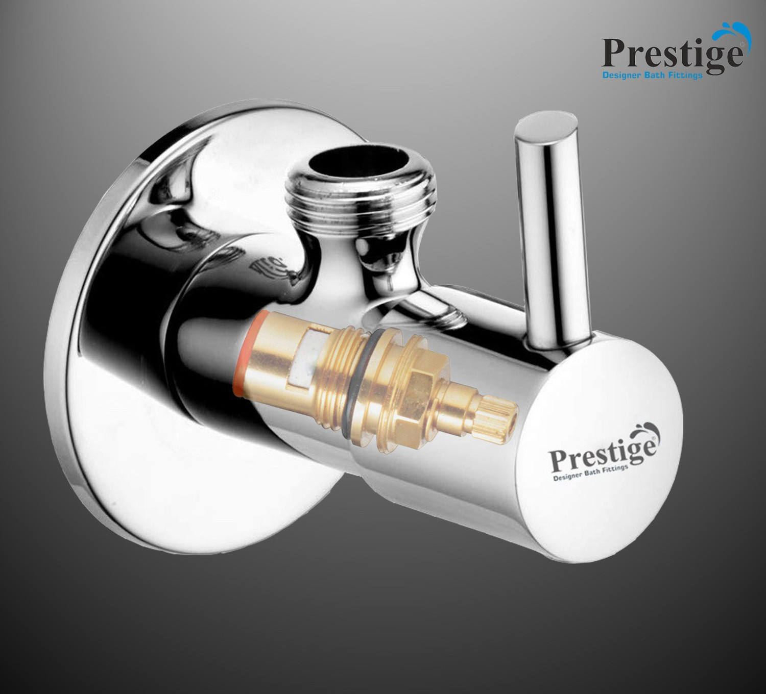 Image of Prestige . Chrome Plated Stainless Steel Turbo Angel Valve Set of -4 Angle Cock Faucet (Wall Mount Installation Type)