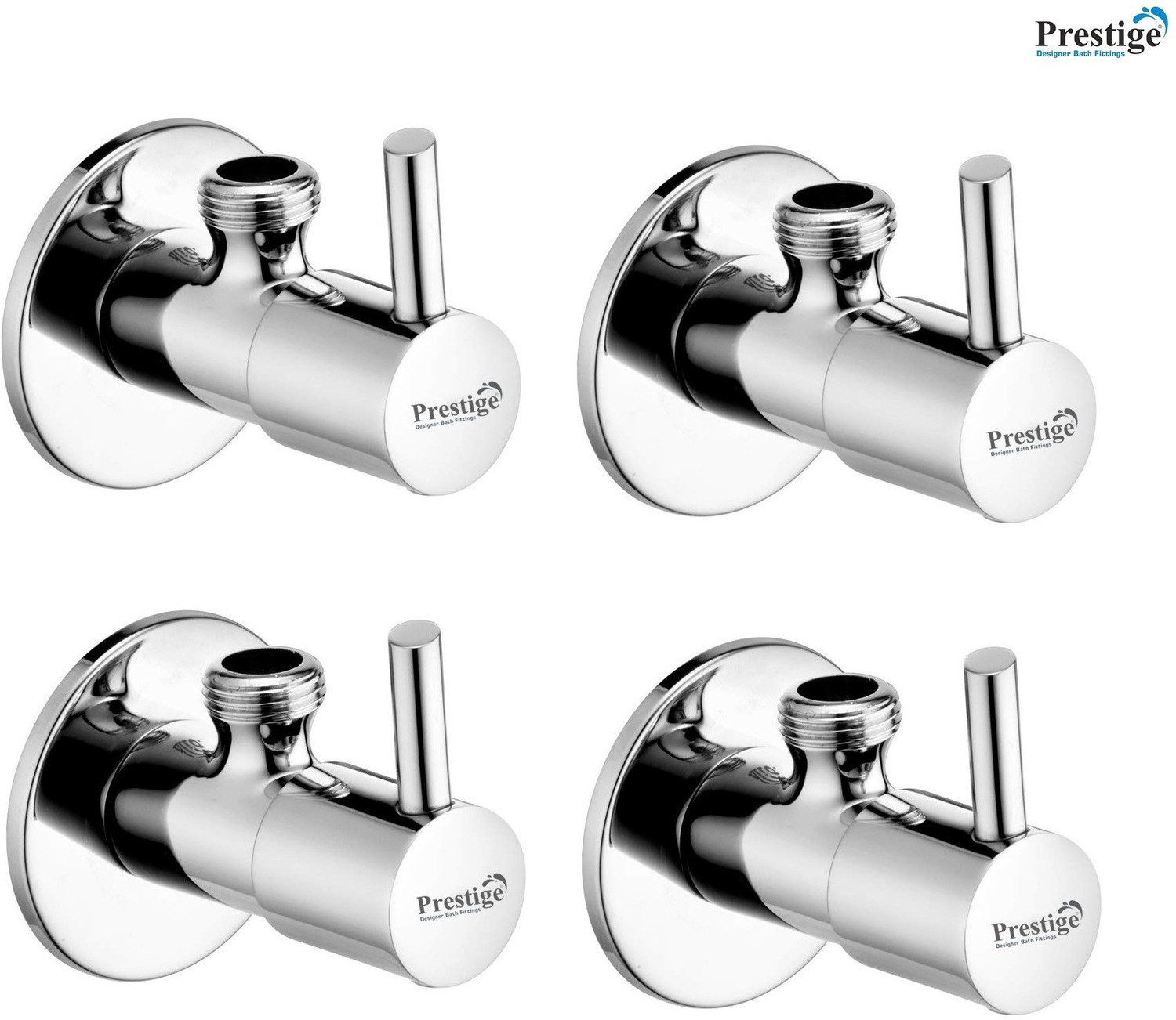 Image of Prestige . Chrome Plated Stainless Steel Turbo Angel Valve Set of -4 Angle Cock Faucet (Wall Mount Installation Type)