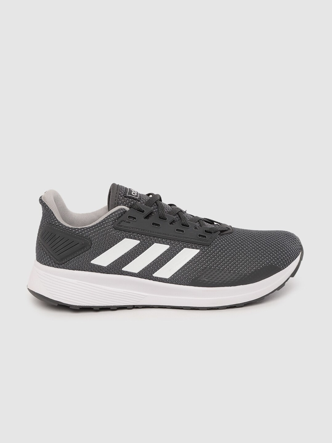 Image of ADIDAS Men Charcoal Grey Woven Design Duramo 9 Running Shoes Running Shoes For Men (Grey , 9)