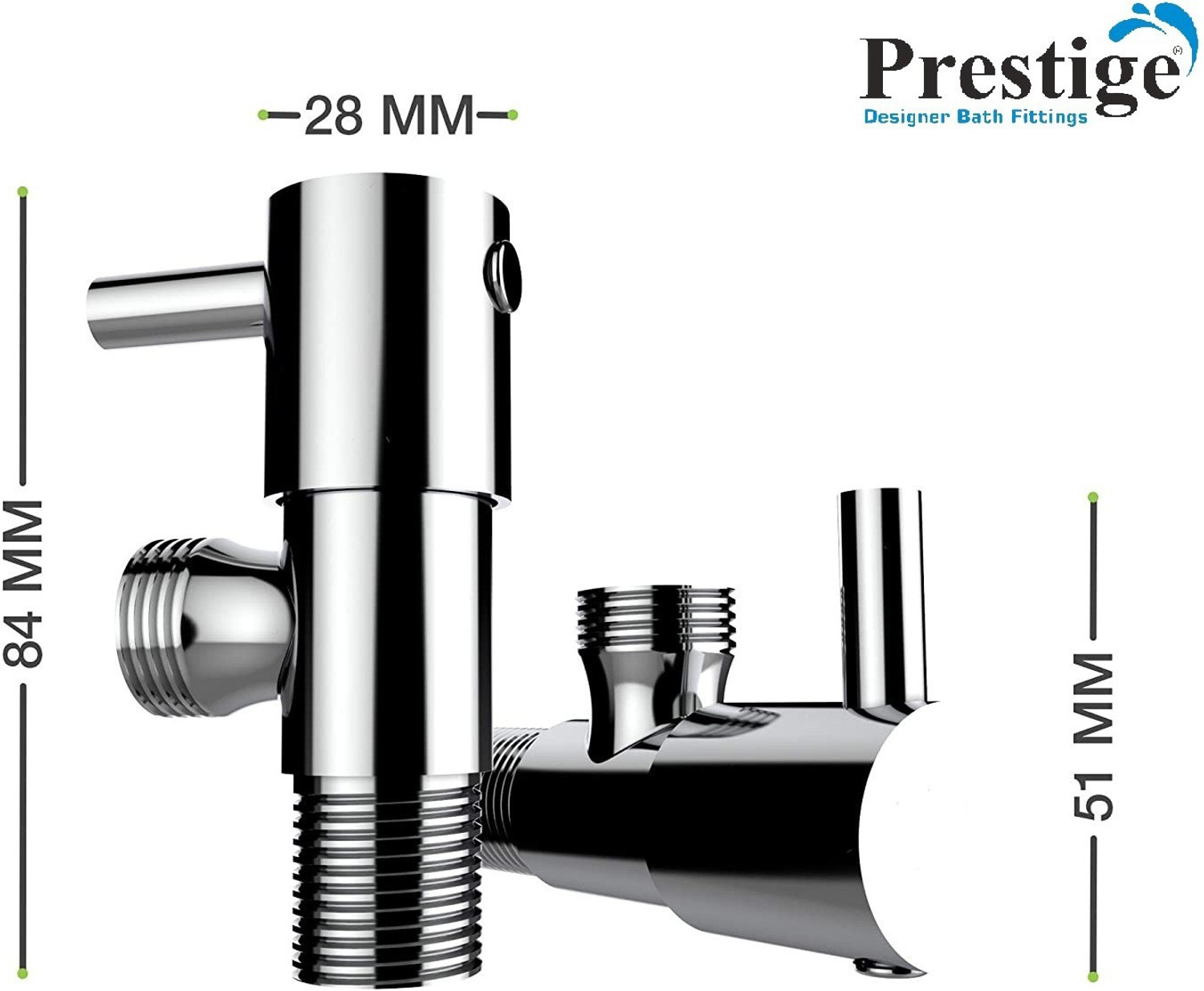 Image of Prestige . Chrome Plated Stainless Steel Turbo Angel Valve Set of -4 Angle Cock Faucet (Wall Mount Installation Type)