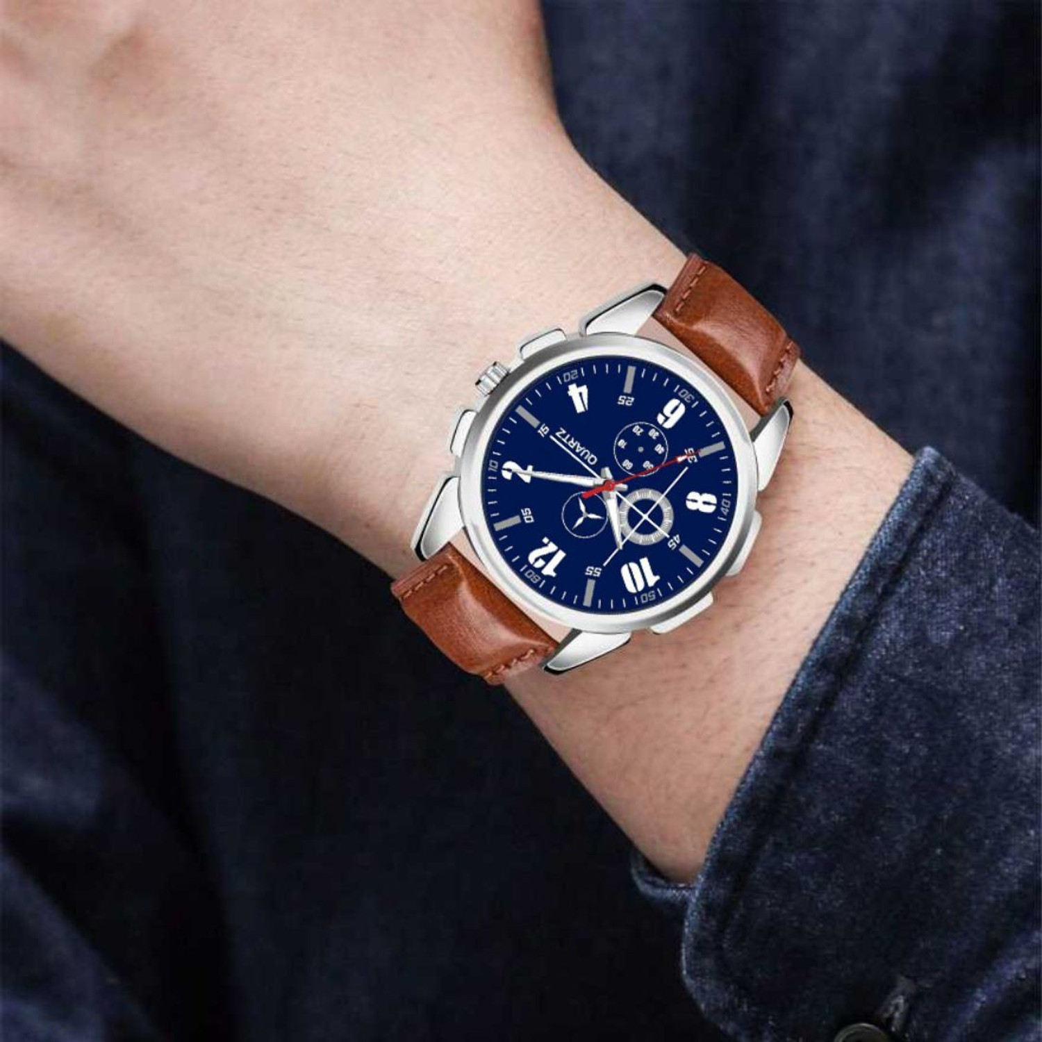 Image of Bolun Analog Watch - For Men Blue Sports Design Leather Belt Analog Watch