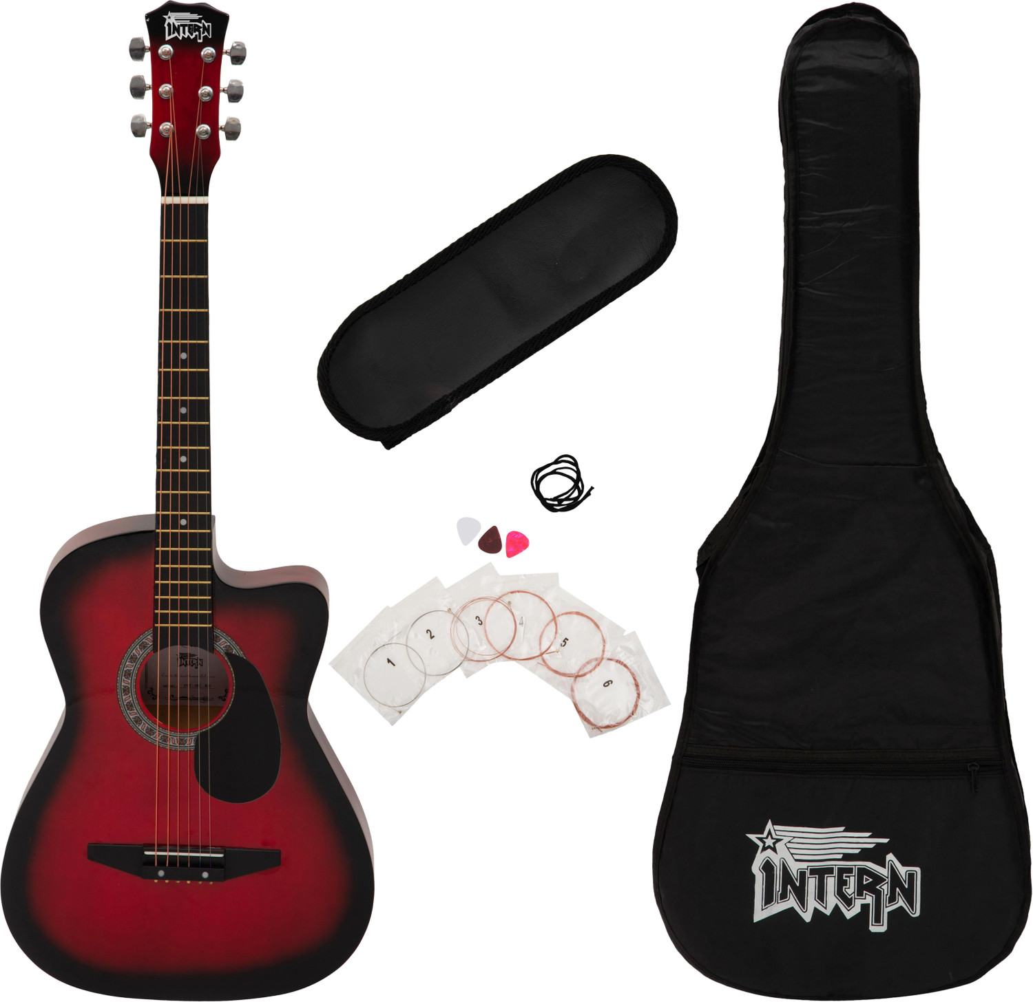 Image of Medellin Acoustic Guitar and Bag (with guitar learning course) White Acoustic Guitar Basswood Rosewood Right Hand Orientation (White)