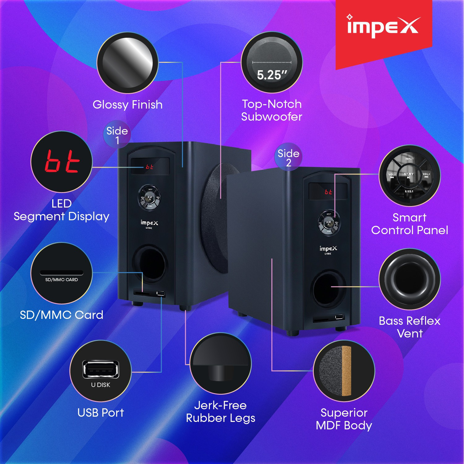 Image of IMPEX Lyric 5.1 45 W Bluetooth 45 W Bluetooth Home Theatre (Black, 5.1 Channel)