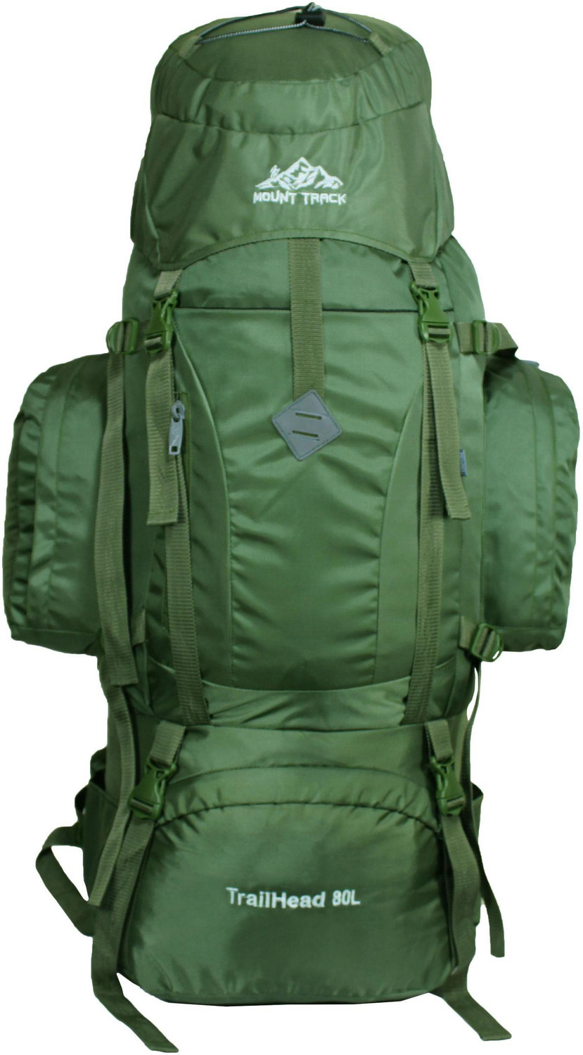 Image of MOUNT TRACK Trail-Head Hiking, Trekking Backpack with rain cover Rucksack - 80 L (Green)
