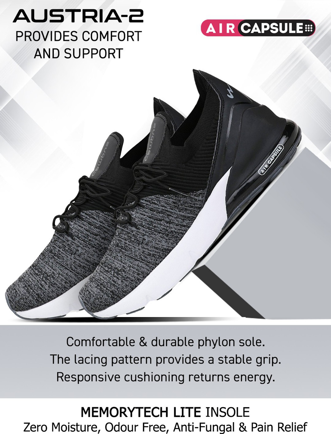 Image of CAMPUS AUSTRIA-2 Running Shoes For Men (Grey , 7)