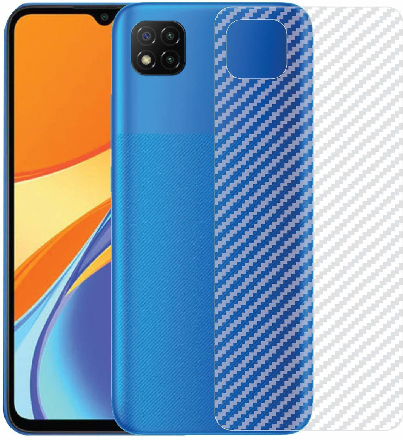 Image of BRIGHTRON poco c3 Ultra Thin Slim Fit 3M Clear Transparent 3D Carbon Fiber Back Skin Rear Wrap Not Glass Screen Guard /Protector Sticker Mobile Skin (3D Back Screen Guard)